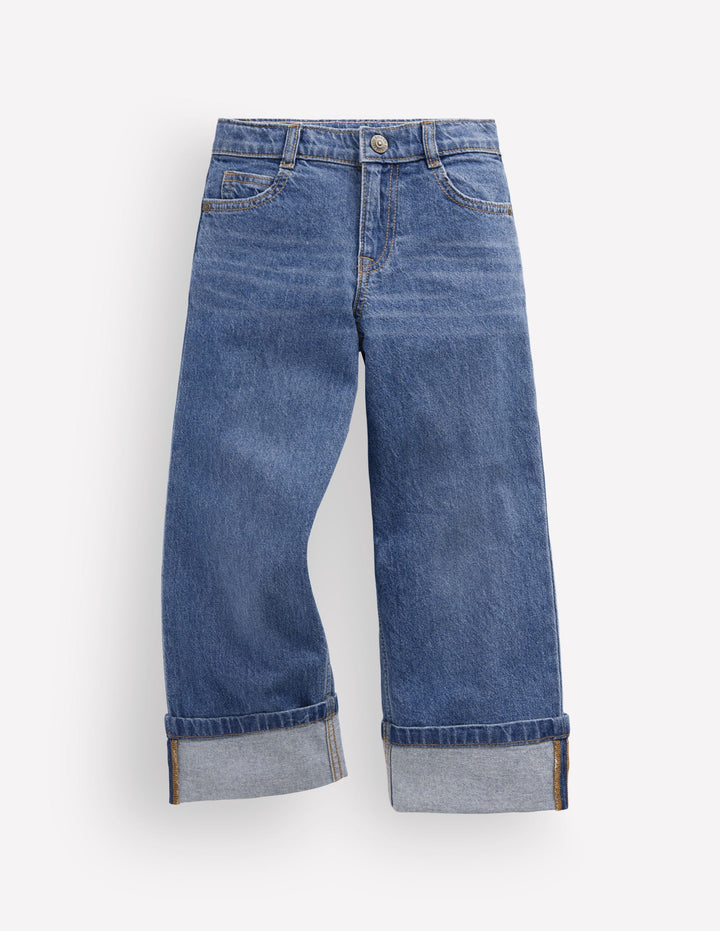 Jeans mit geradem Bein und Umschlag-Medium Vintage