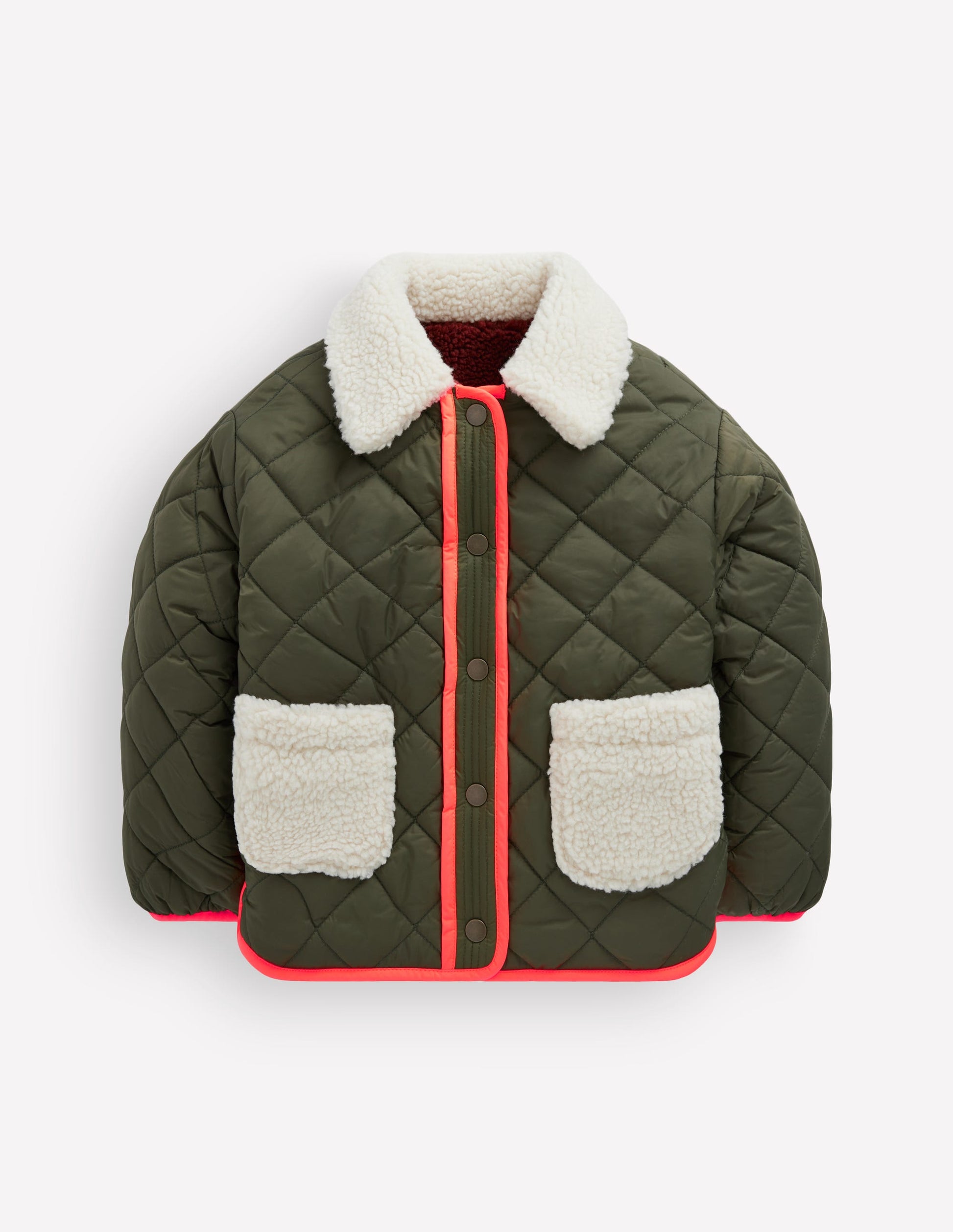 Wendbare Steppjacke mit Teddyfell-Falkengrün-5