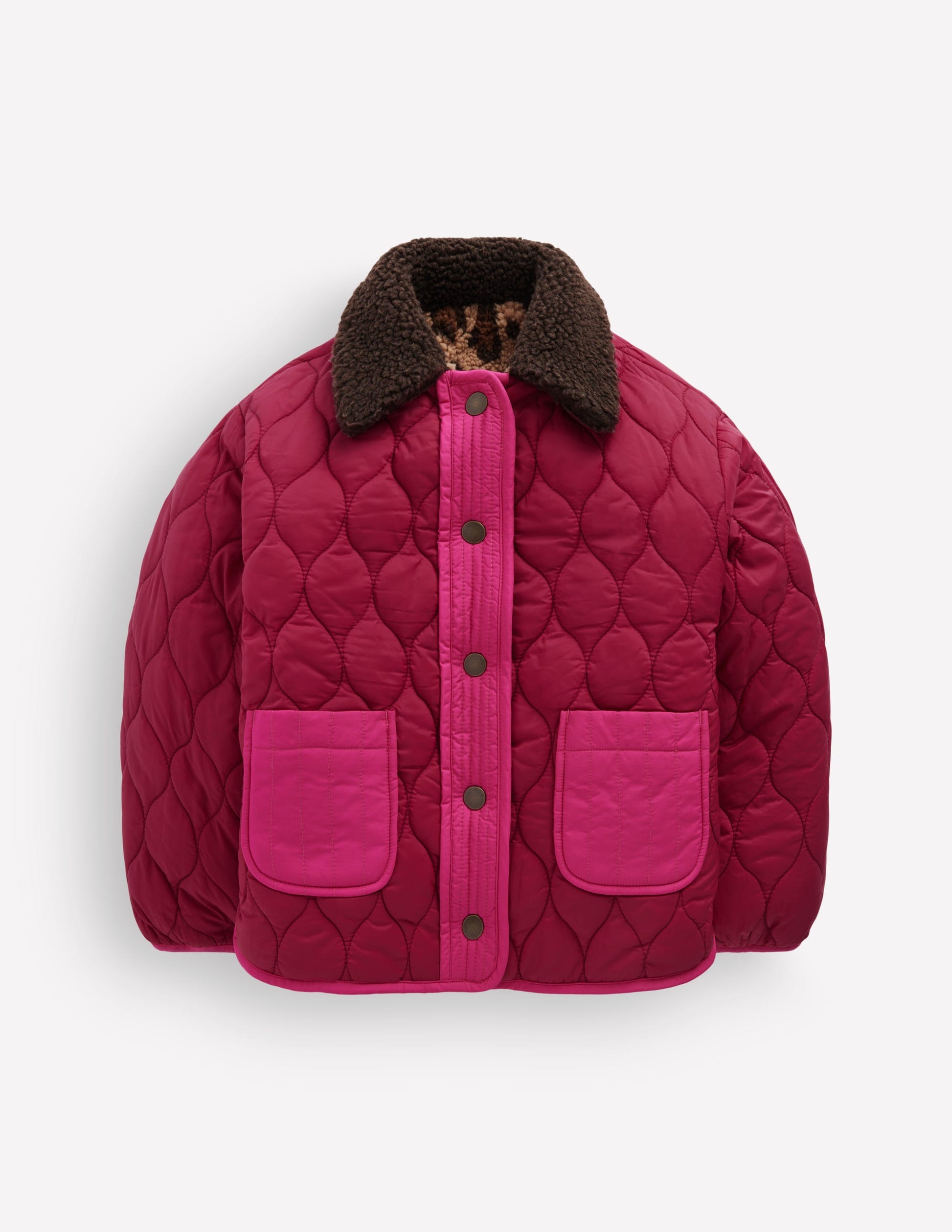 Wendbare Steppjacke mit Teddyfell-Leopardenmuster Bunt-5
