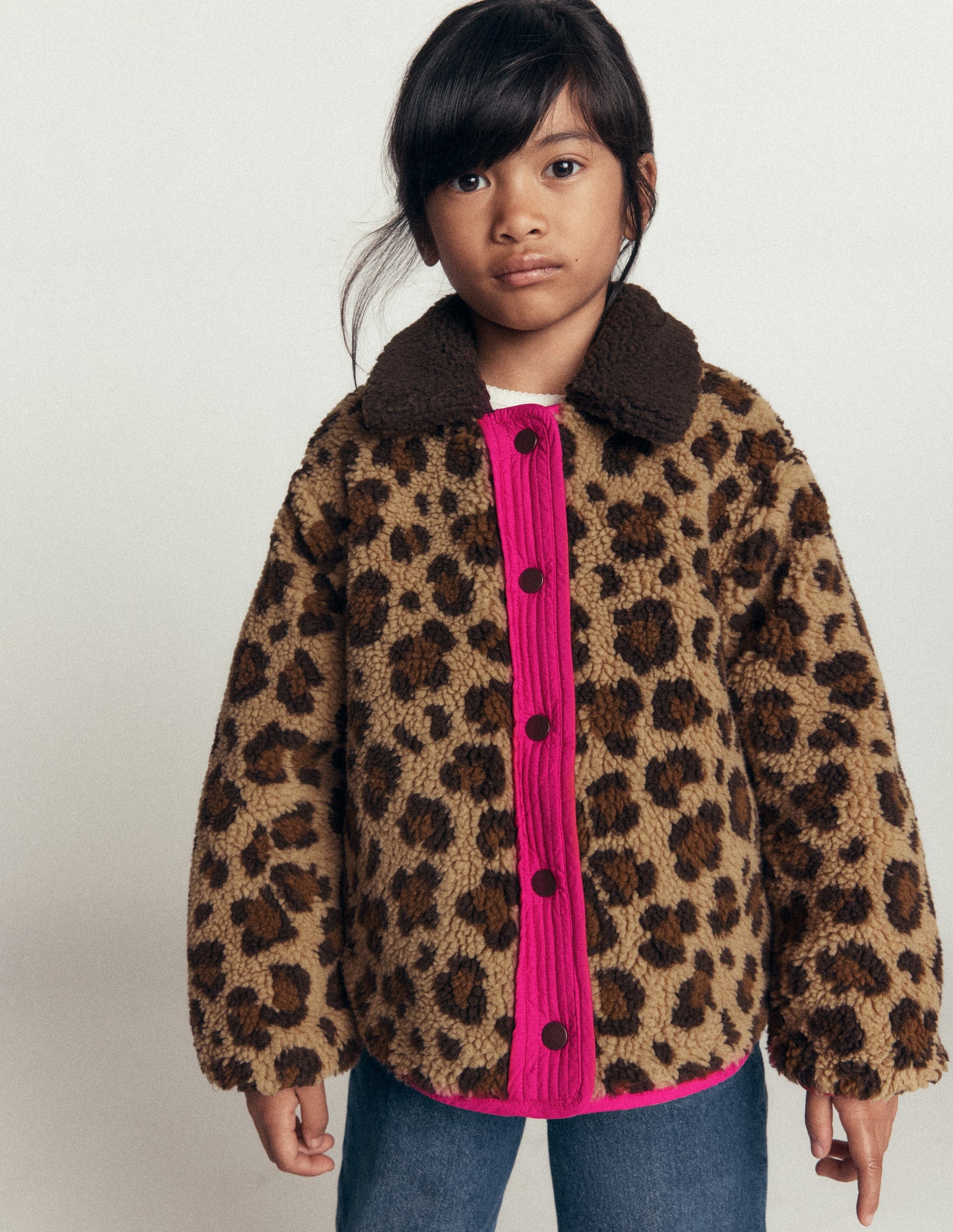 Wendbare Steppjacke mit Teddyfell-Leopardenmuster Bunt-4