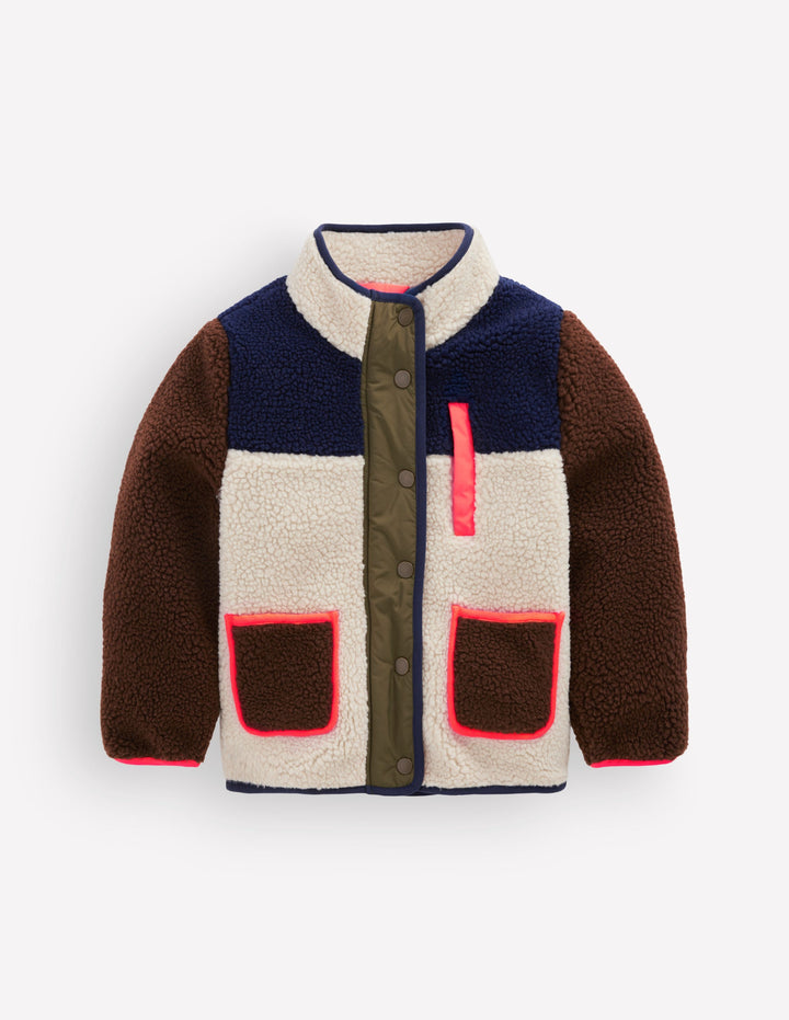 Fröhliche Fleecejacke aus Teddyfell-Mix-Braun Teddyfell-Mix