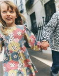 Celia Kleid mit Flügelärmeln-Blumenmuster Patchwork