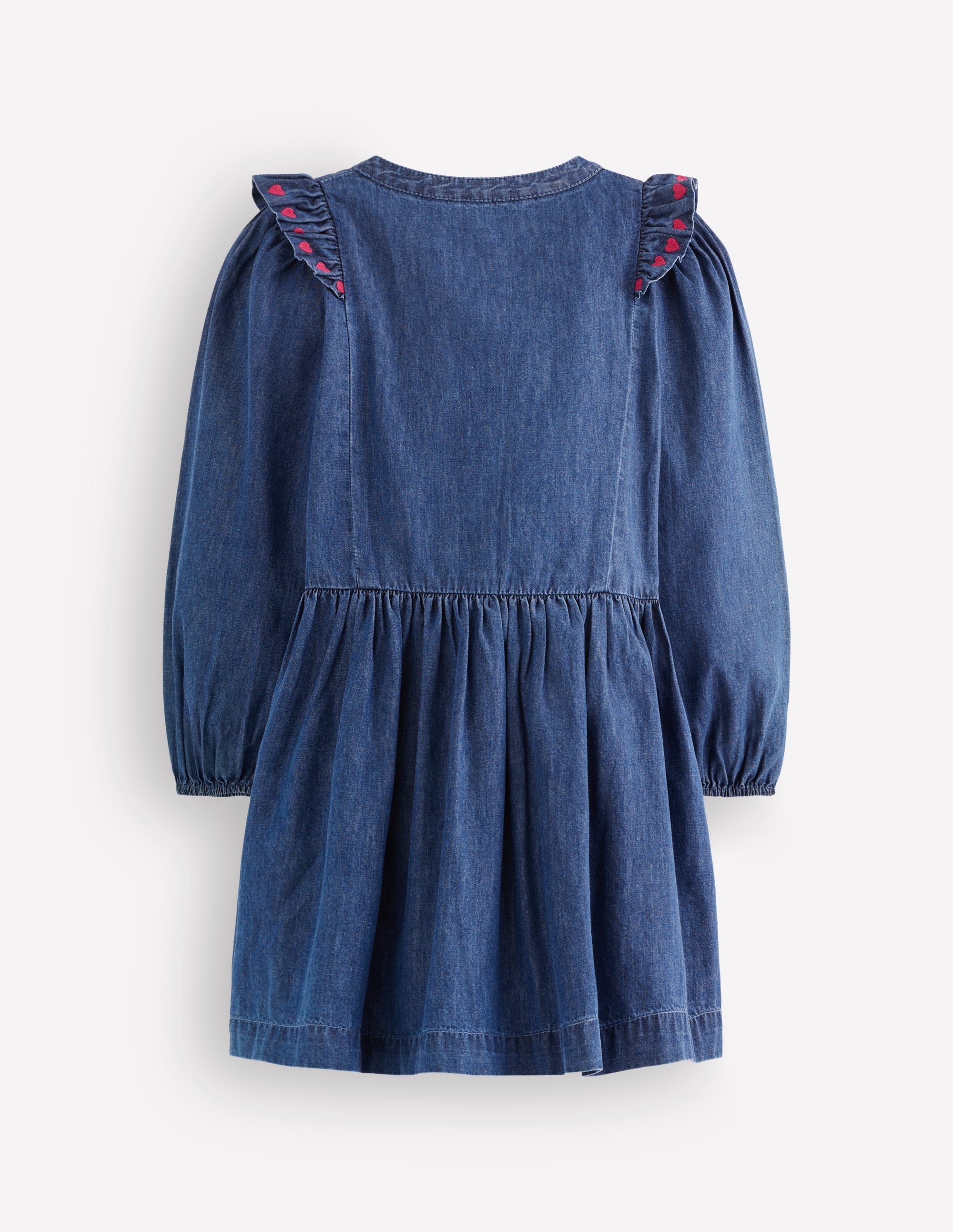 Winnie Hemdblusenkleid mit Rüschenbesatz-Denim Herzstickerei - Image 3