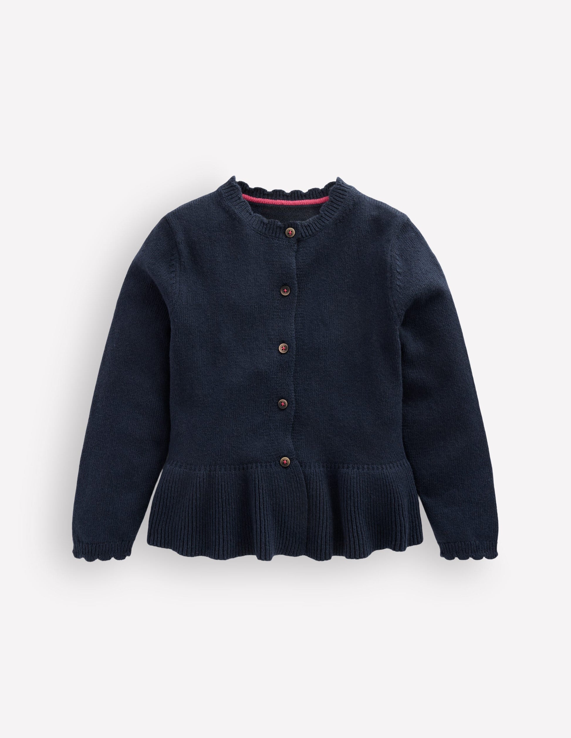 Hübsche Strickjacke mit Schößchen-Marineblau-3