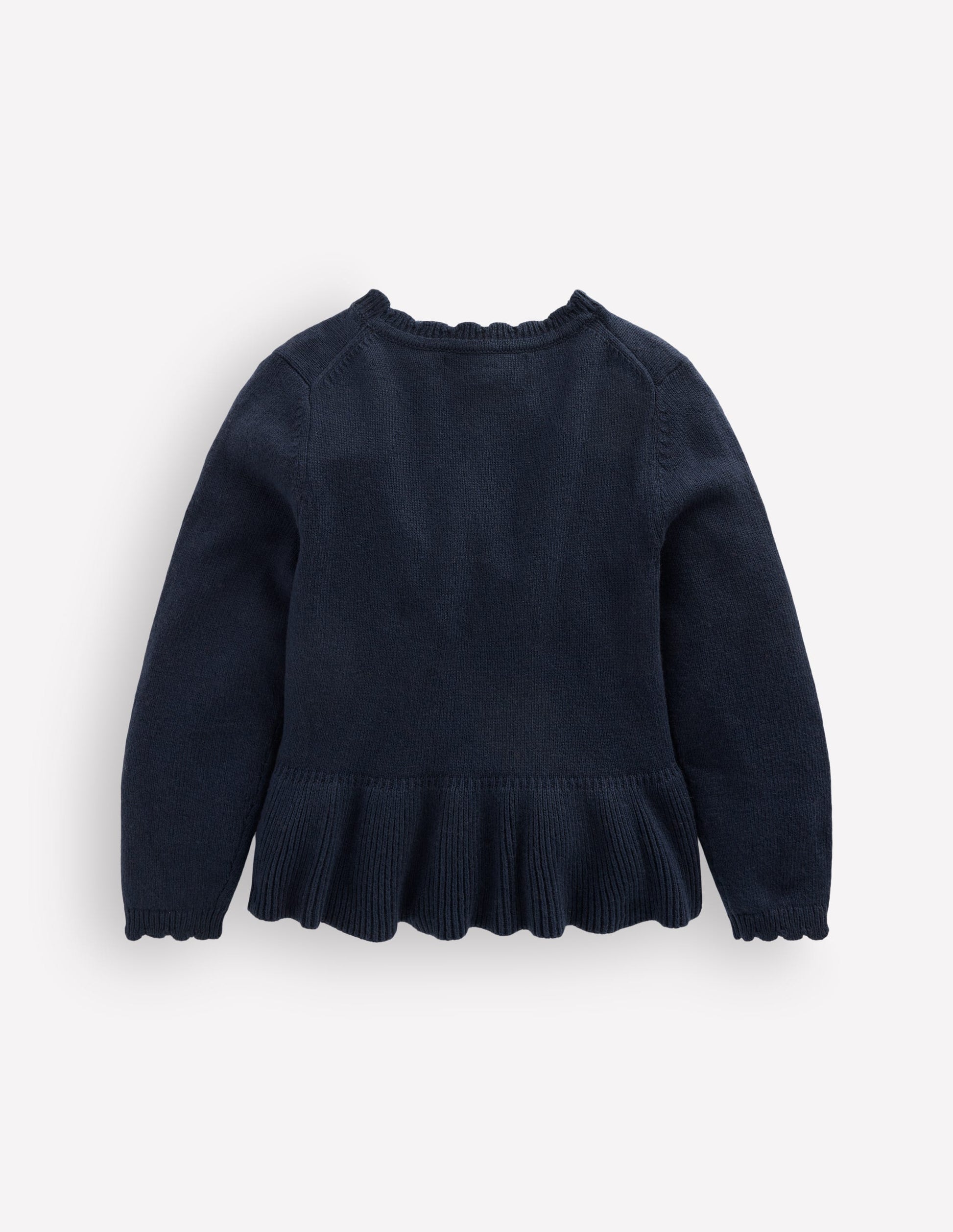 Hübsche Strickjacke mit Schößchen-Marineblau-4