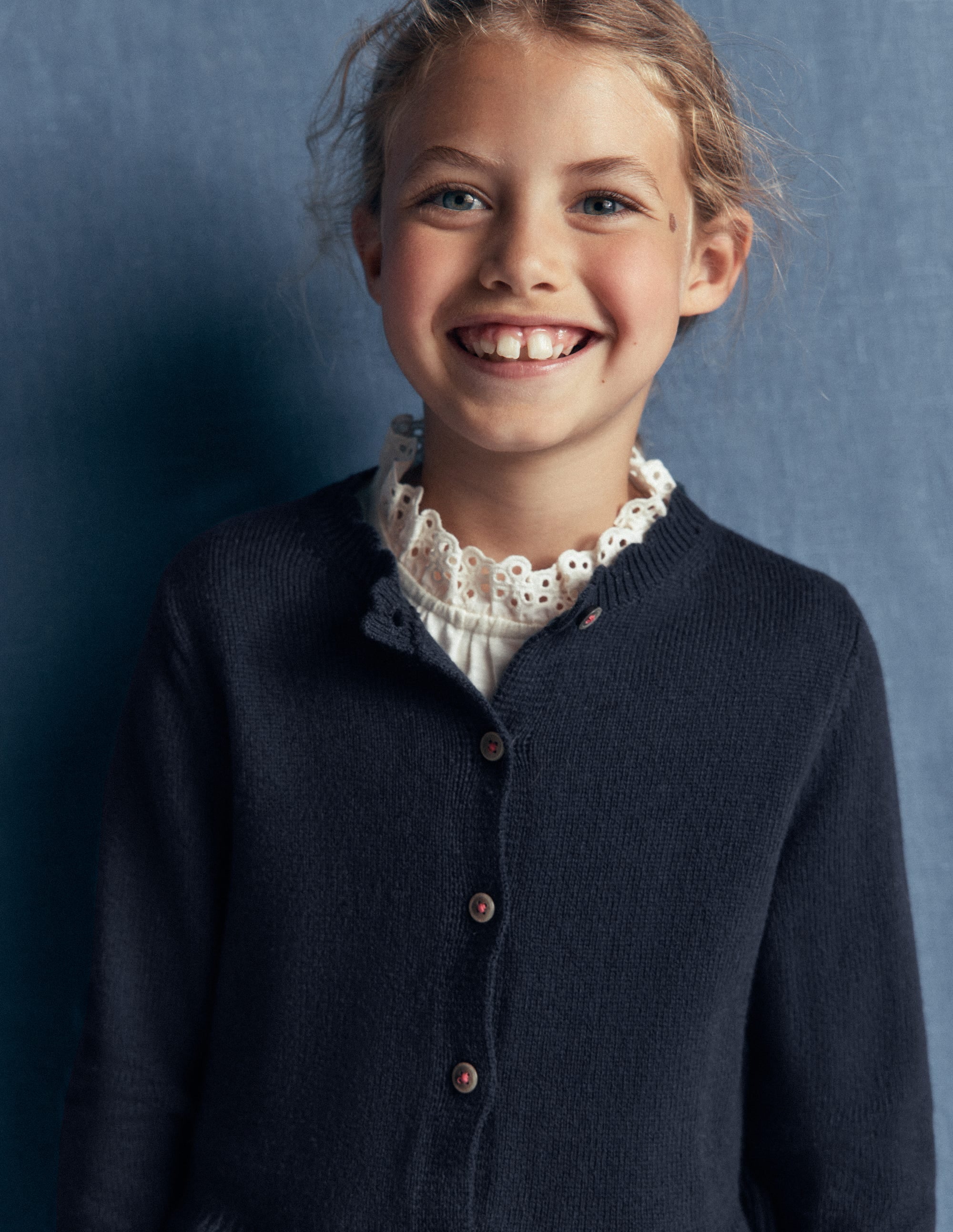Hübsche Strickjacke mit Schößchen-Marineblau - Image 1
