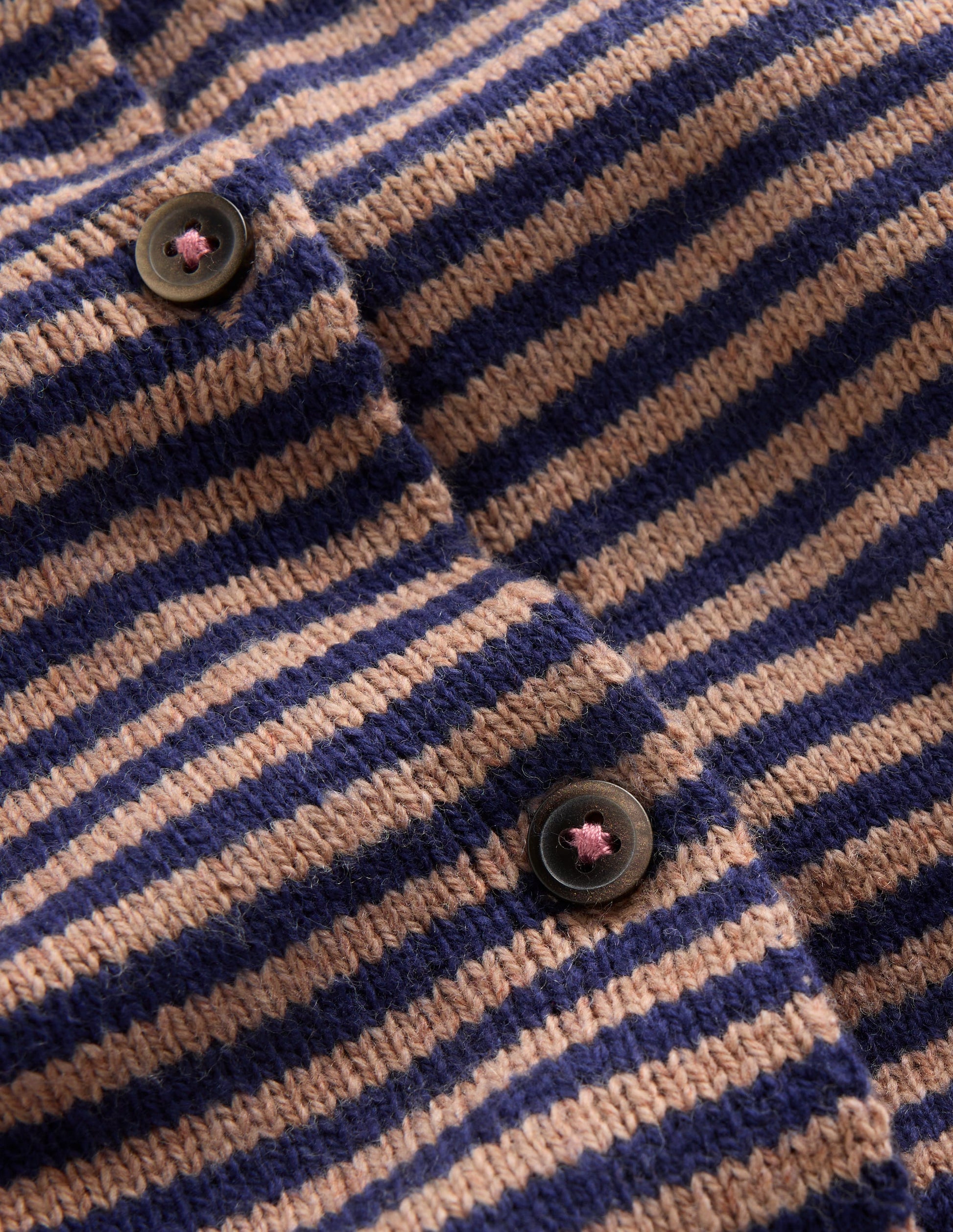 Hübsche Strickjacke mit Schößchen-Camel/Schuluniform-Marineblau Streifen-4