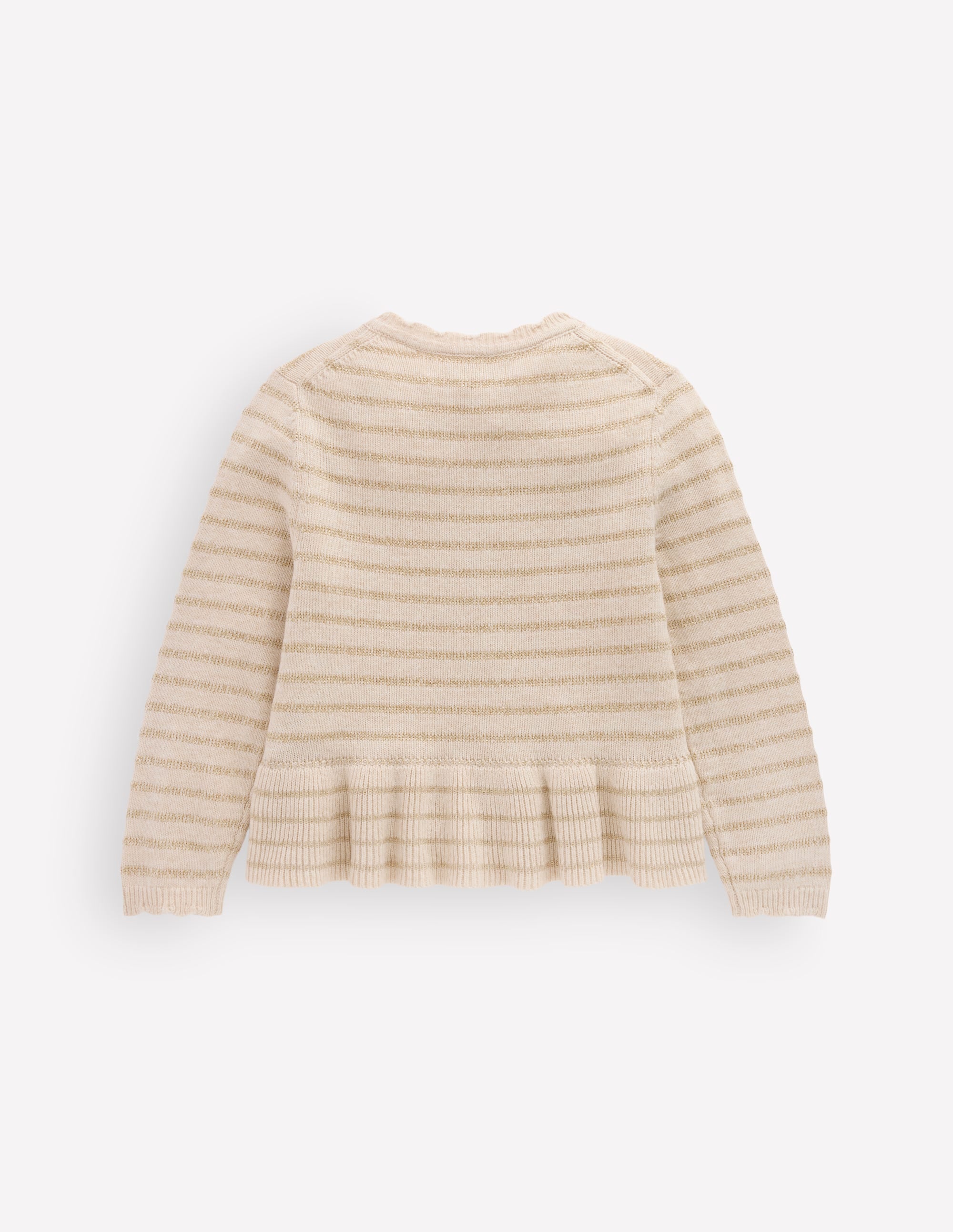 Hübsche Strickjacke mit Schößchen-Haferbeige Meliert Glitzernde Streifen - Image 4