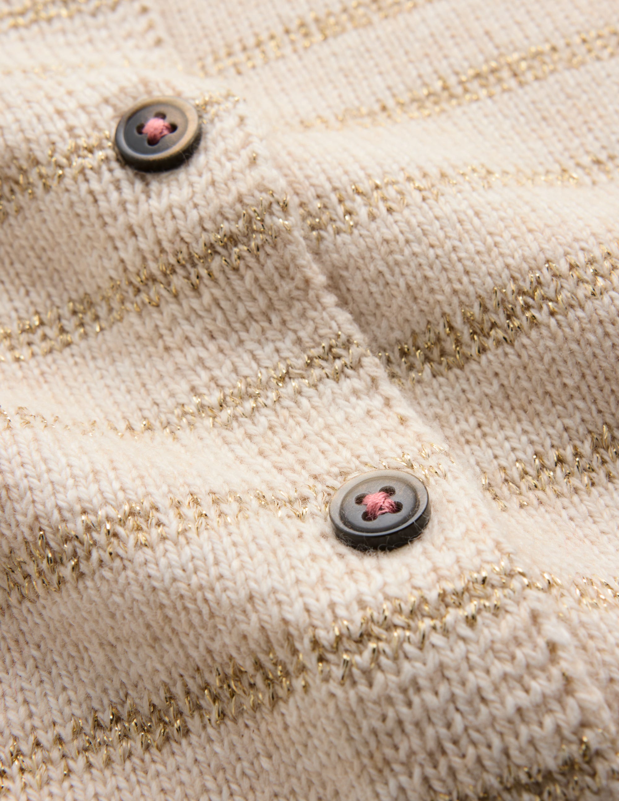 Hübsche Strickjacke mit Schößchen-Haferbeige Meliert Glitzernde Streifen - Image 5