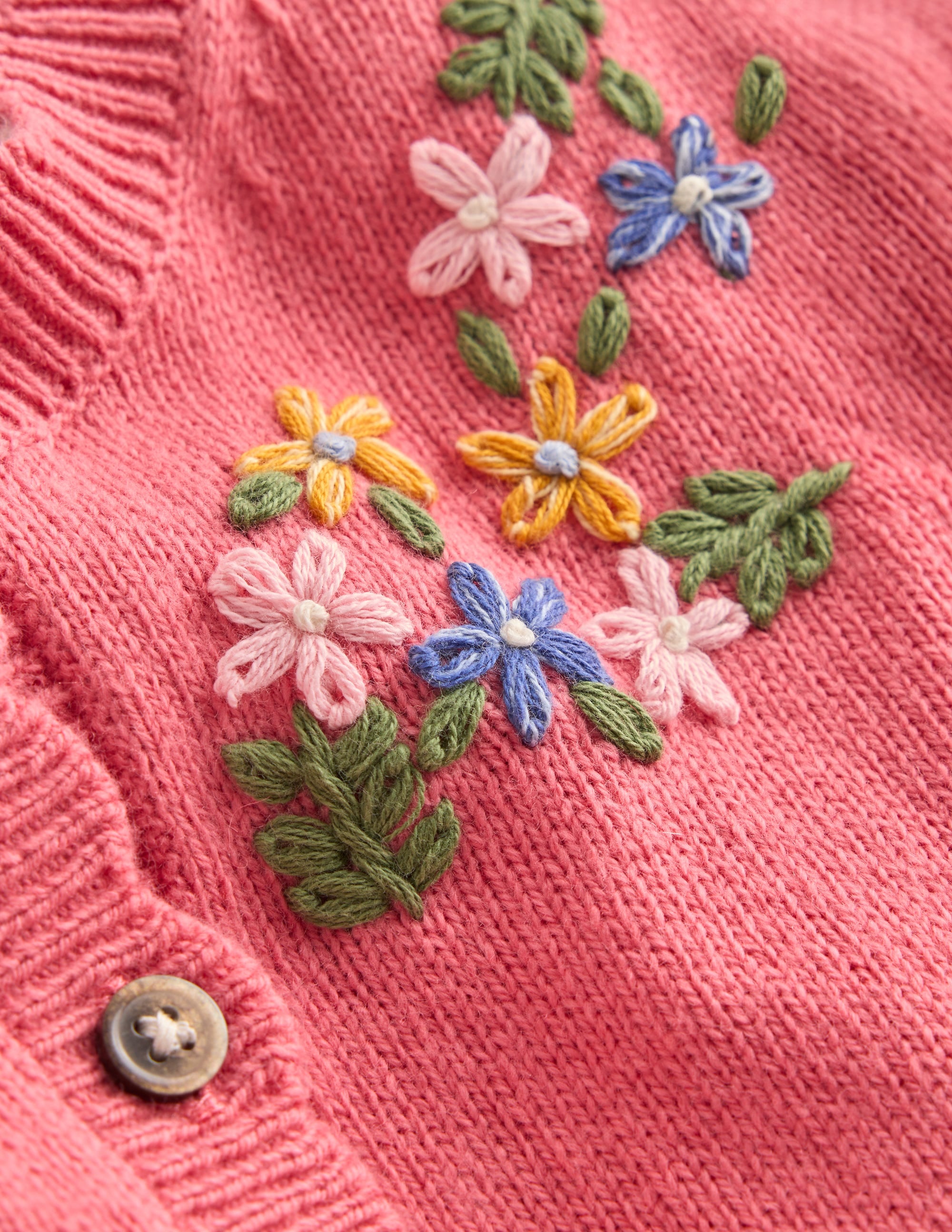 Hübsche Strickjacke mit Stickerei-Vintage-Rosa Blumenstickerei - Image 4