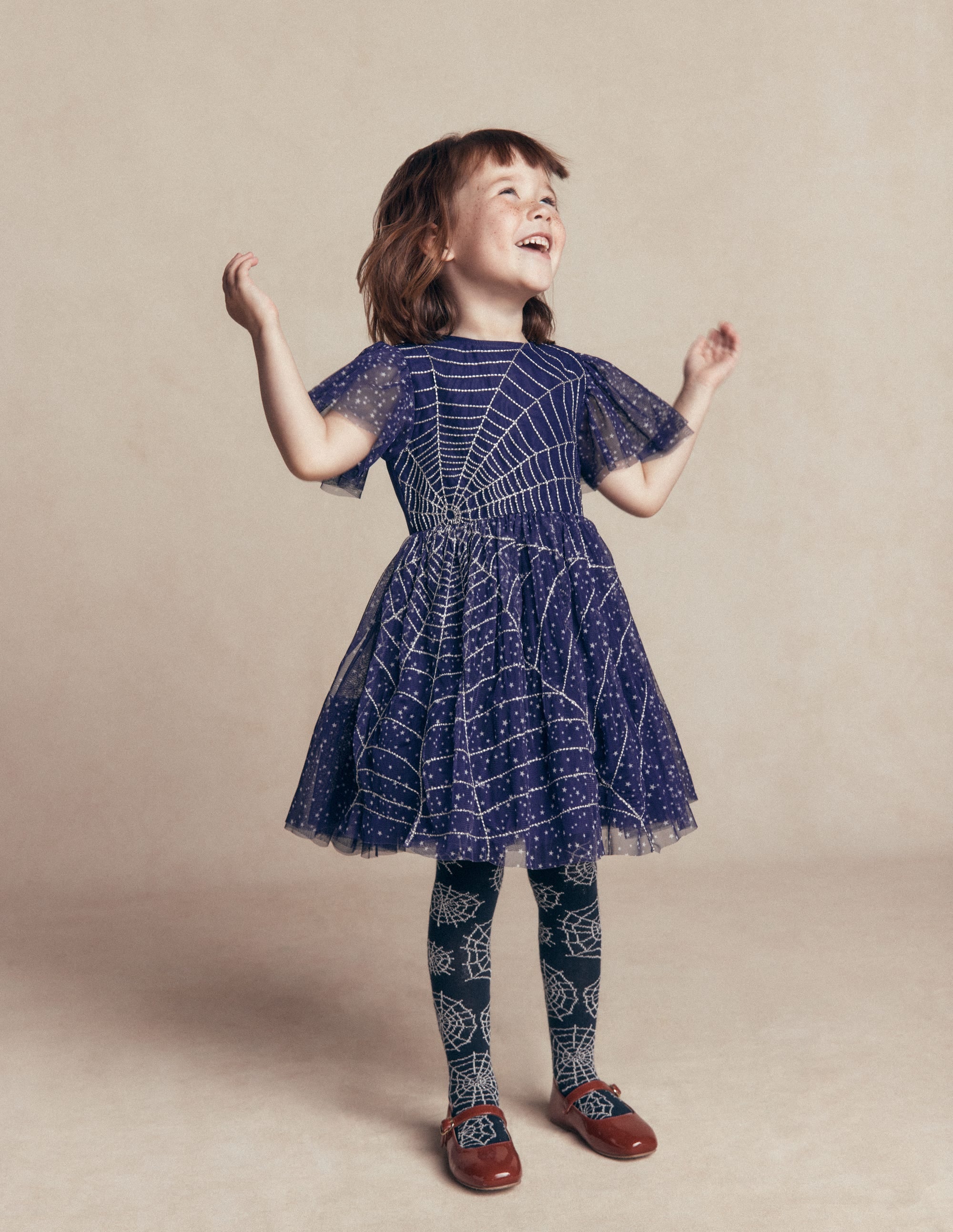Tüllkleid mit Applikationen-Schuluniform-Marineblau Spinnennetz - Image 3