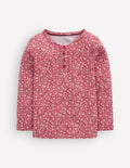 Langärmliges Henley-Shirt-Pink Geblümt