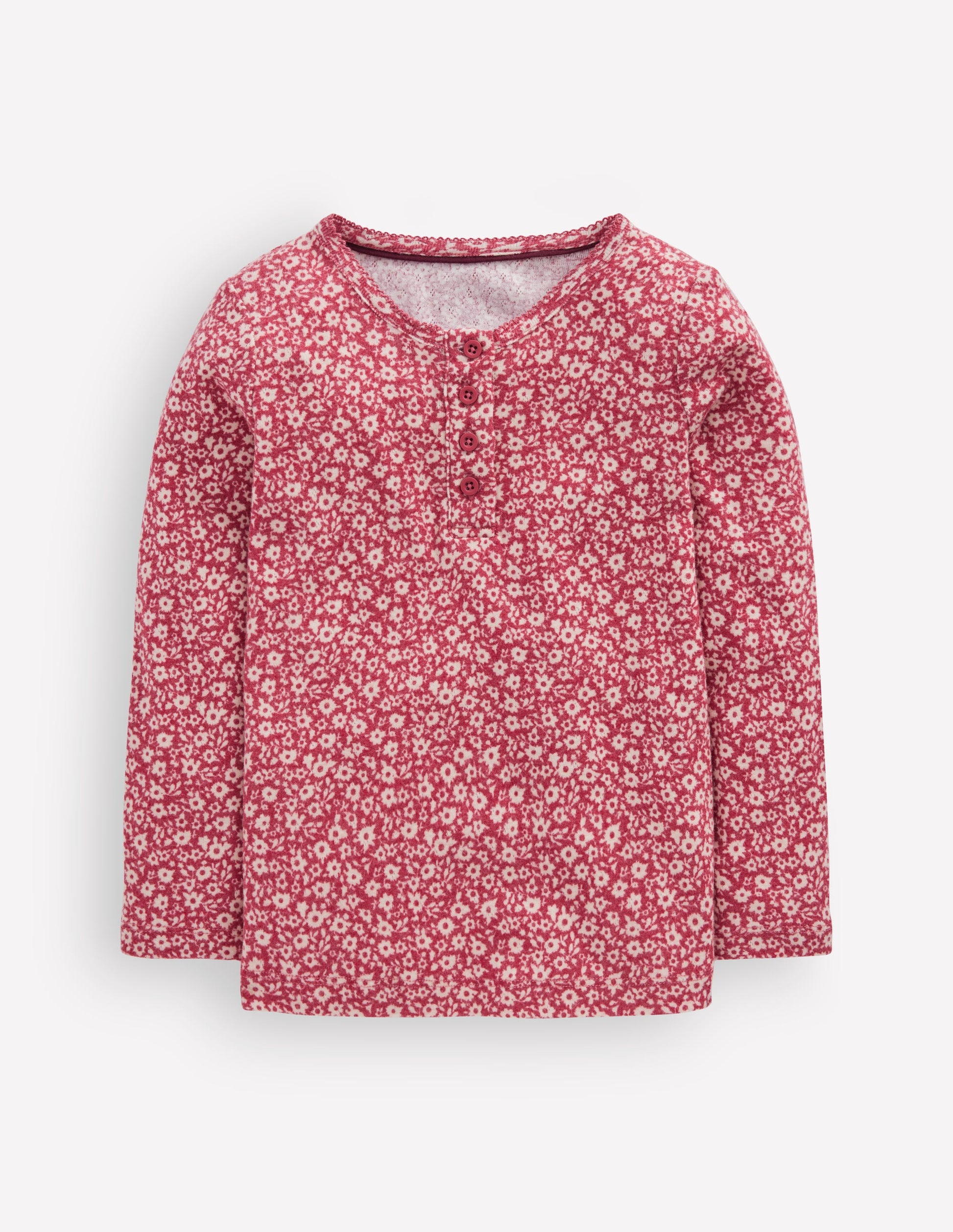 Langärmliges Henley-Shirt-Pink Geblümt-1