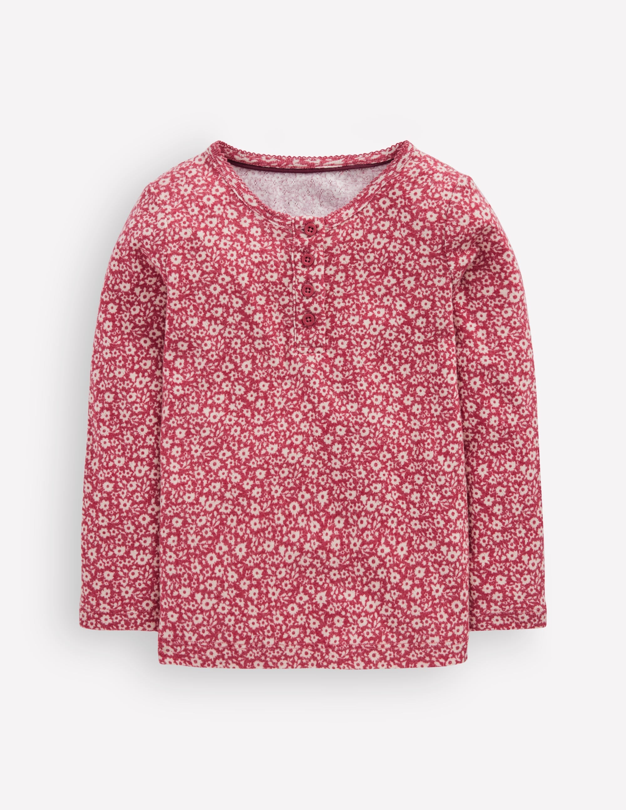 Langärmliges Henley-Shirt-Pink Geblümt - Image 1