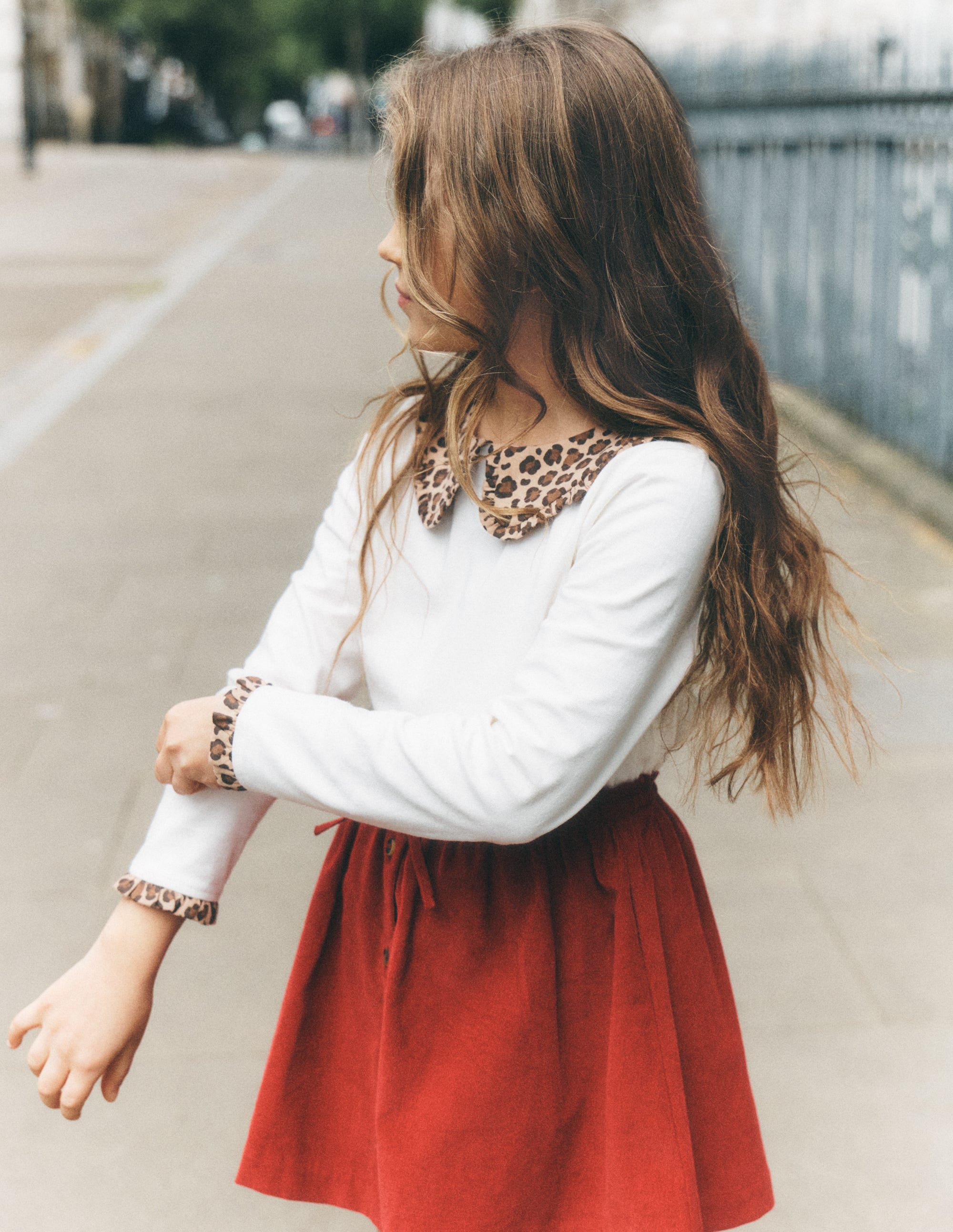 Collared Breton Jersey Top-Soft Ivory Leopard - Image 1