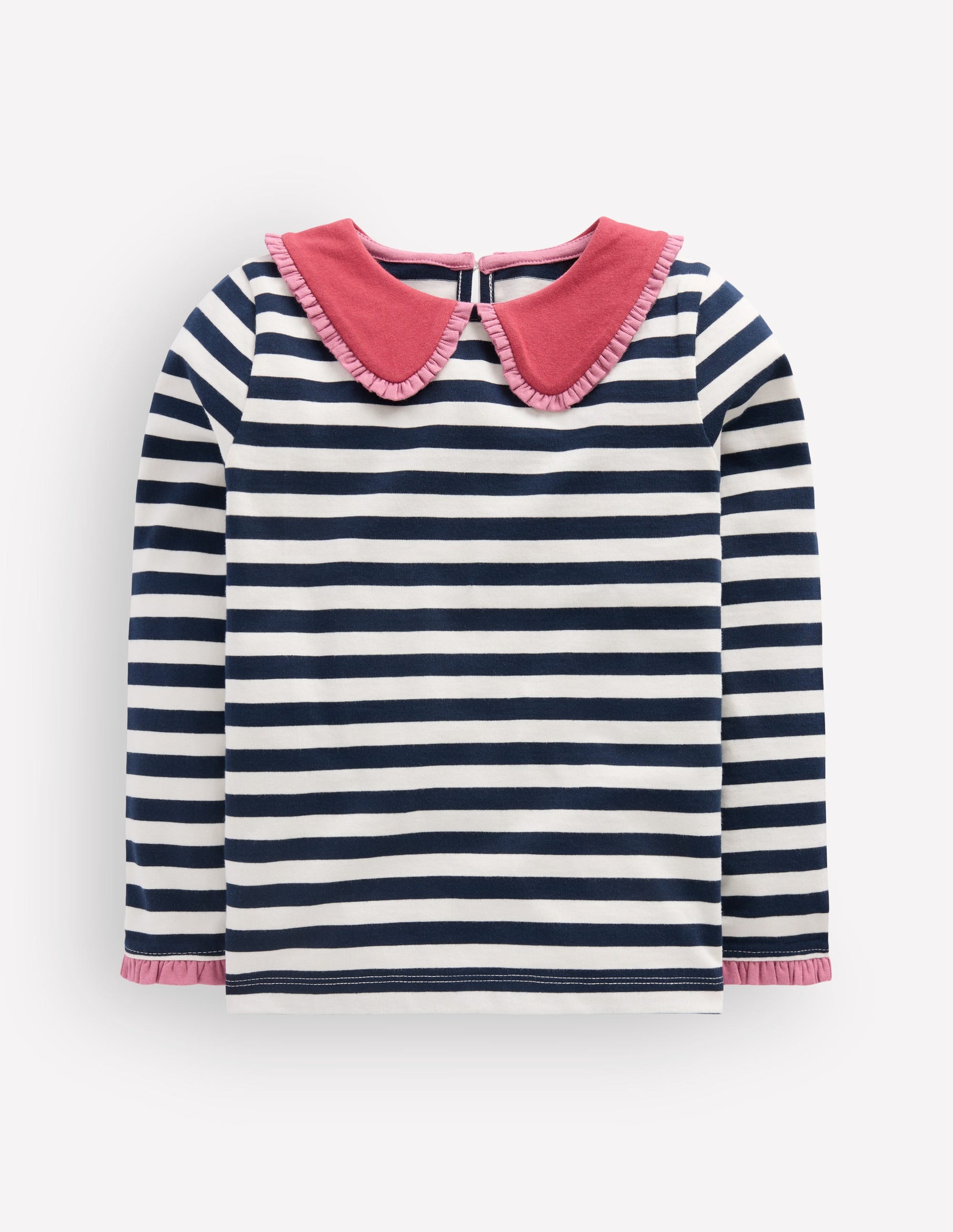 Collared Breton Jersey Top-Coconut Milk and Navy Stripe-2