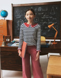 Collared Breton Jersey Top-Coconut Milk and Navy Stripe