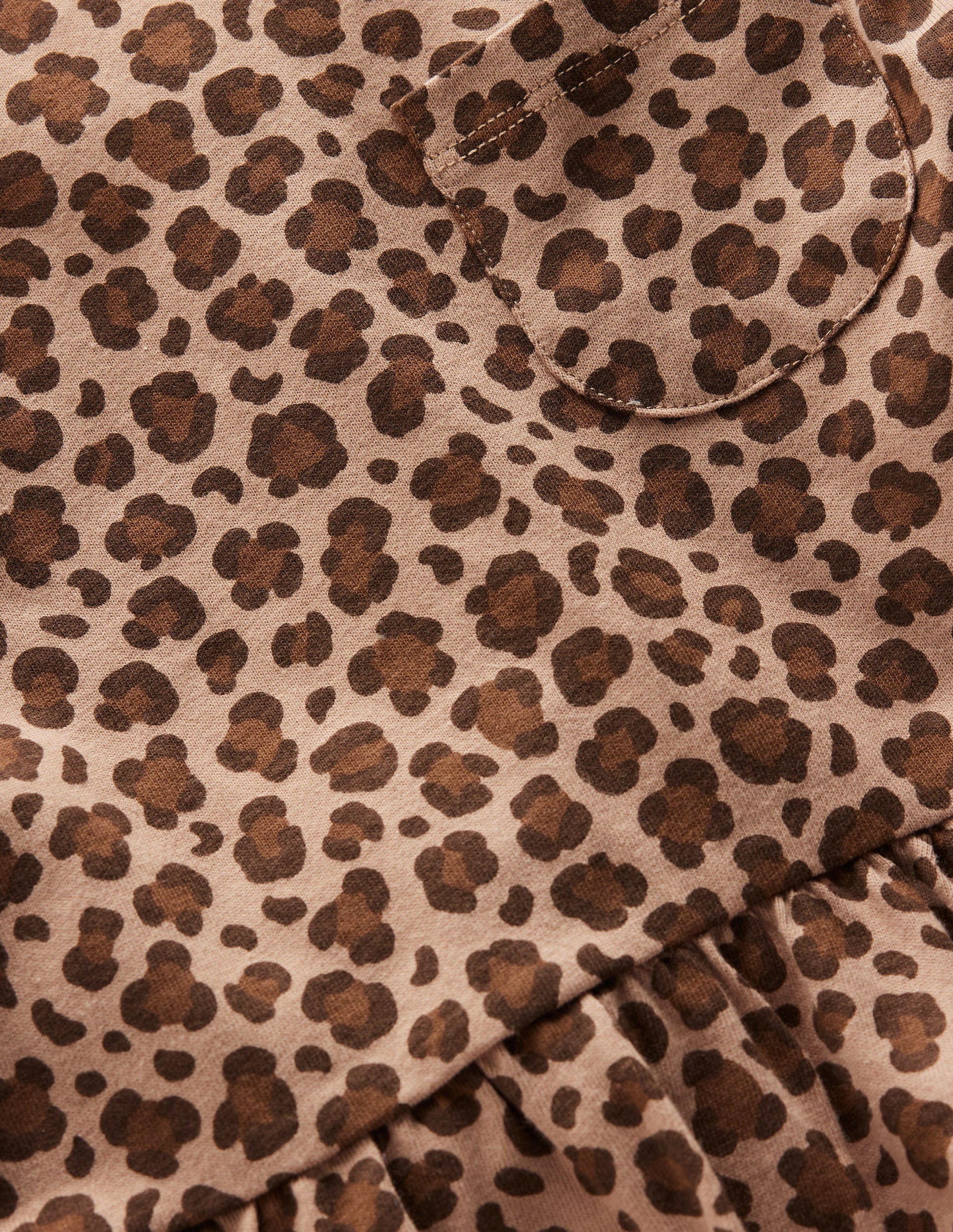 Langärmliges Oberteil mit Schößchen-Braun, Leopardenmuster-3
