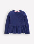Langärmliges Oberteil mit Schößchen-Schuluniform-Marineblau
