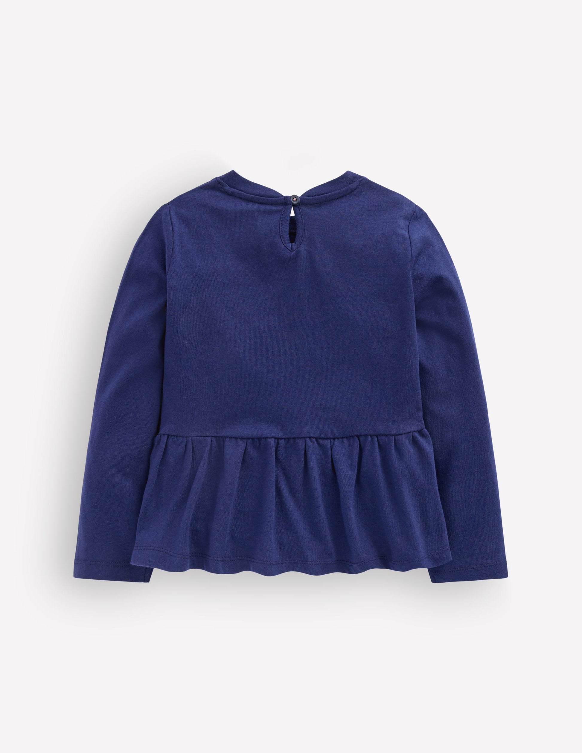 Langärmliges Oberteil mit Schößchen-Schuluniform-Marineblau-2