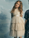 Partykleid aus Metallic-Tüll-Antikes Messing