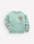 Sweatshirt mit lockerem Einsatz-Hafengrau Blumenmuster