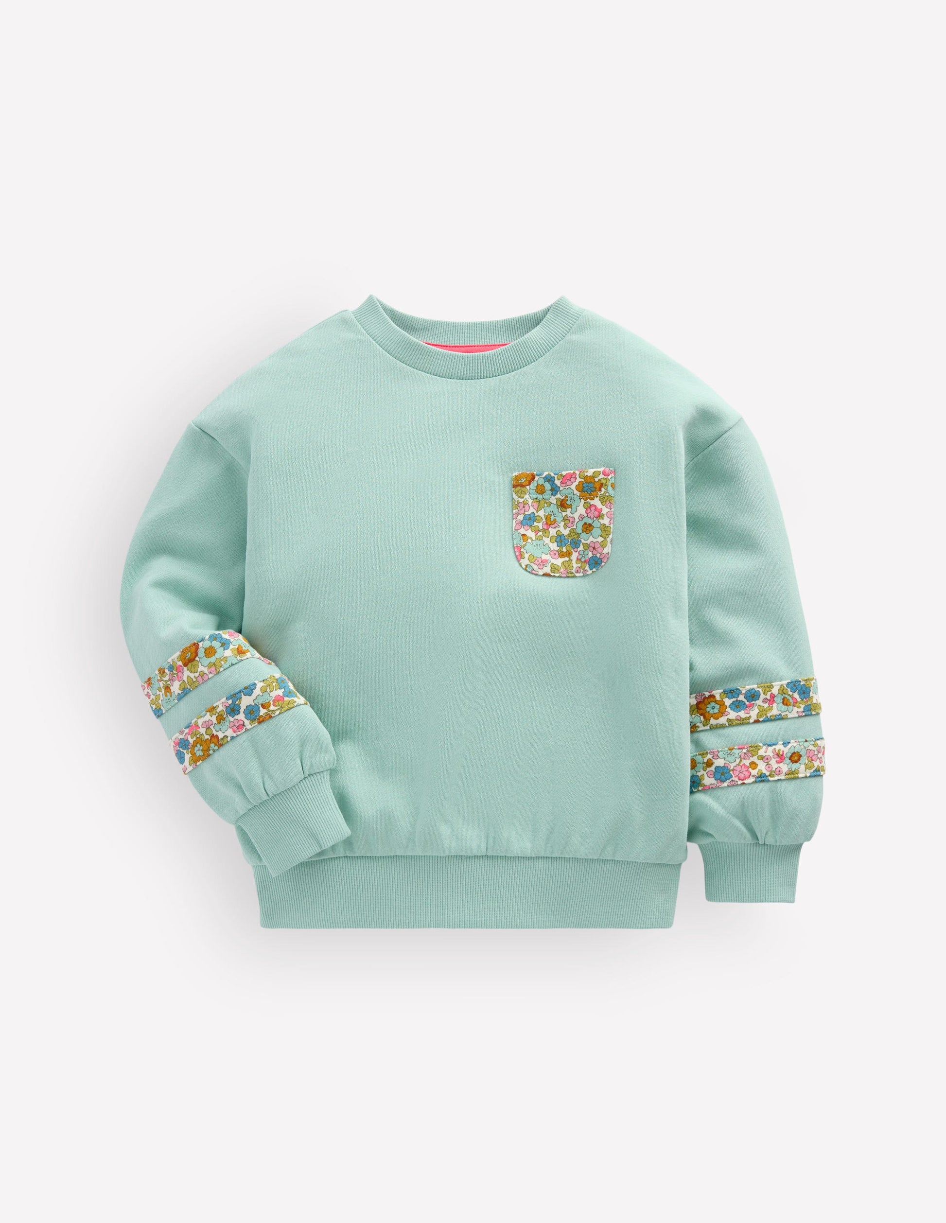 Sweatshirt mit lockerem Einsatz-Hafengrau Blumenmuster-1