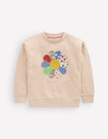 Sweatshirt mit lockerem Einsatz-Haferbeige Meliert Patchwork-Blumenmuster