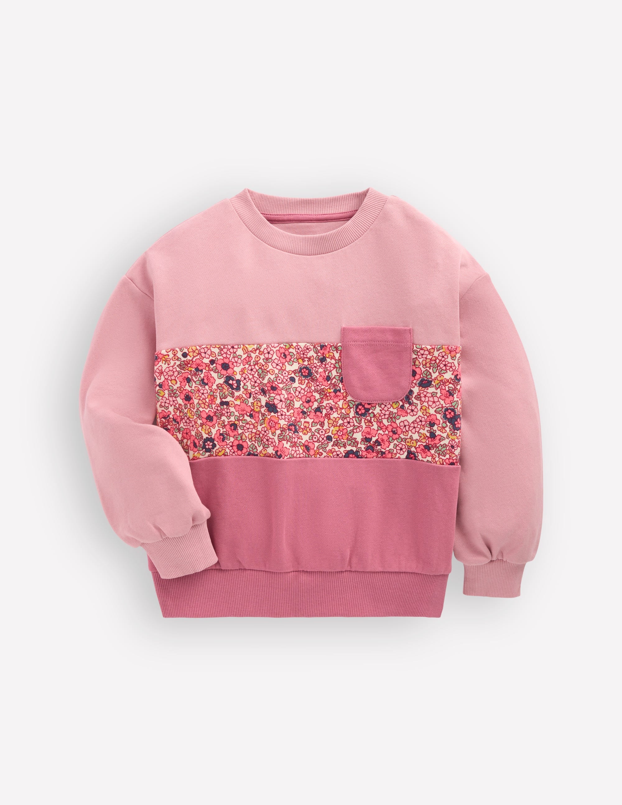 Sweatshirt mit lockerem Einsatz-Kirschblütenrosa, Blumen - Image 1