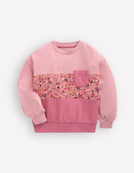 Sweatshirt mit lockerem Einsatz-Kirschblütenrosa, Blumen