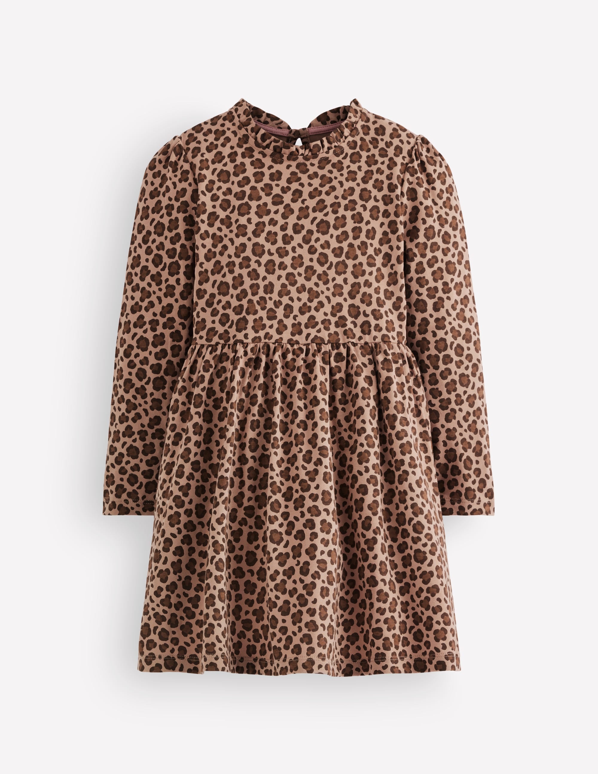 Langärmliges Kleid zum Herumwirbeln-Milchschokoladenbraun Leopardenmuster - Image 1