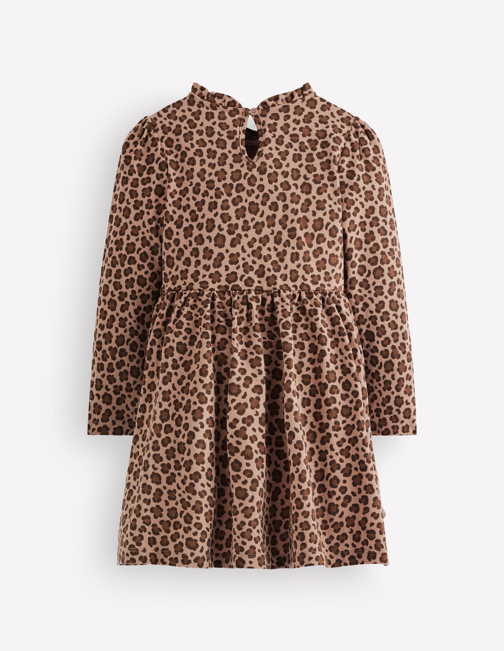 Langärmliges Kleid zum Herumwirbeln-Milchschokoladenbraun Leopardenmuster-2