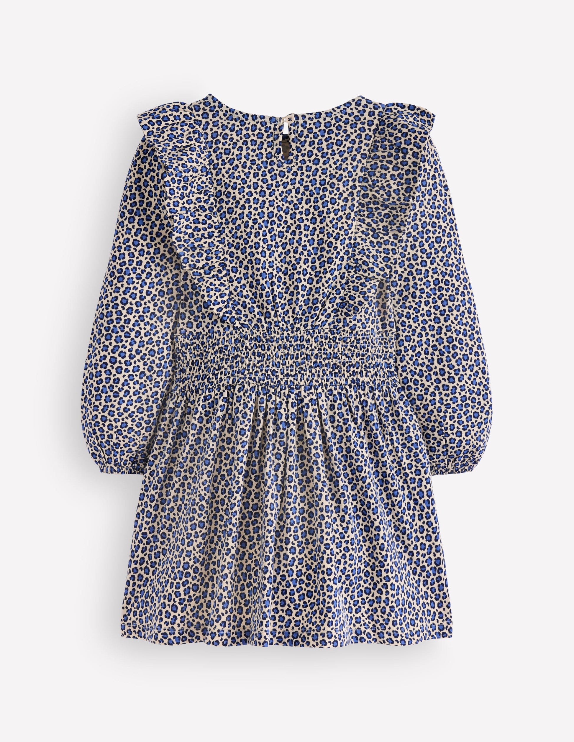 Suki Gerafftes Jerseykleid-Blau Leopard-3