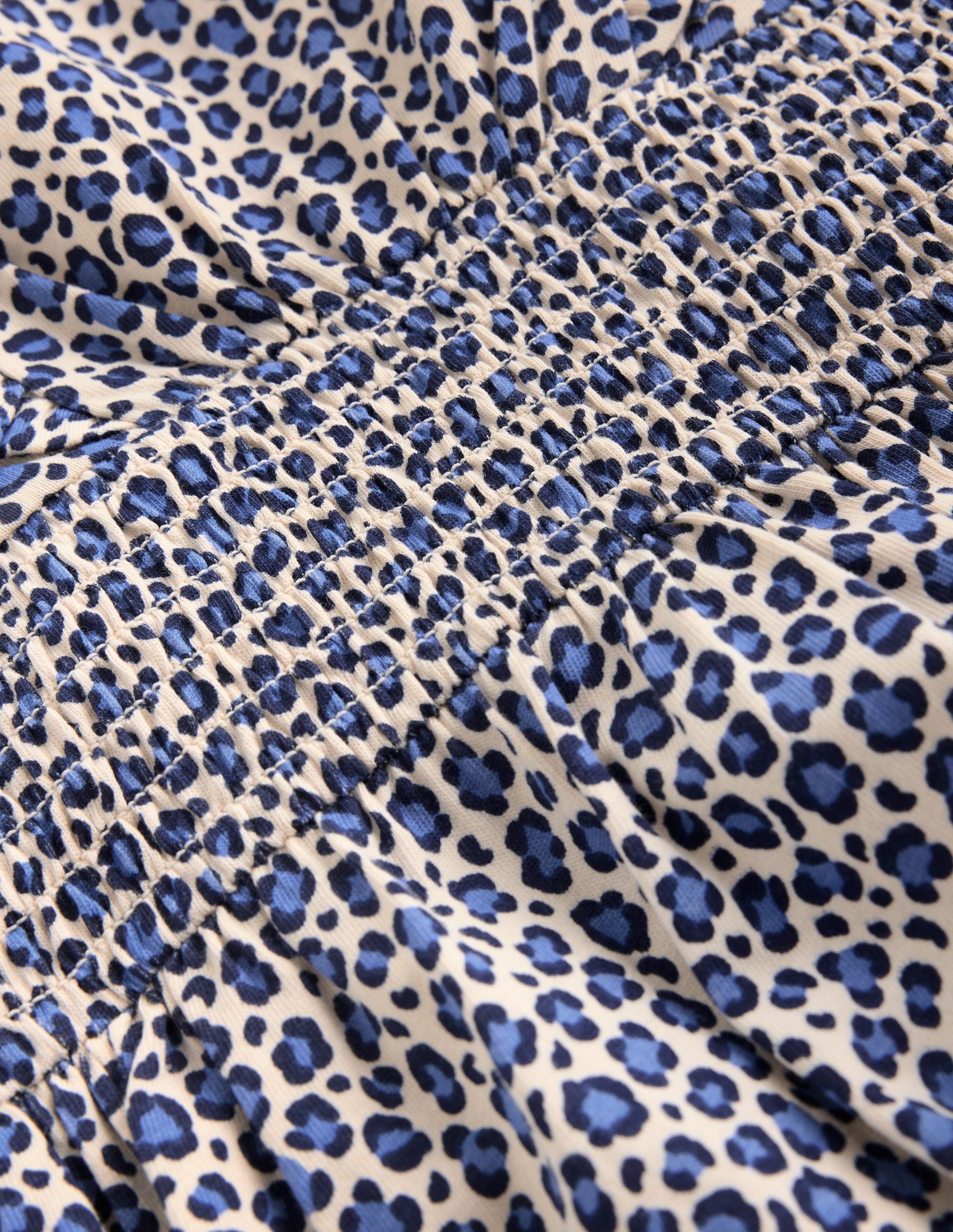 Suki Gerafftes Jerseykleid-Blau Leopard-4