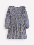 Suki Gerafftes Jerseykleid-Blau Leopard