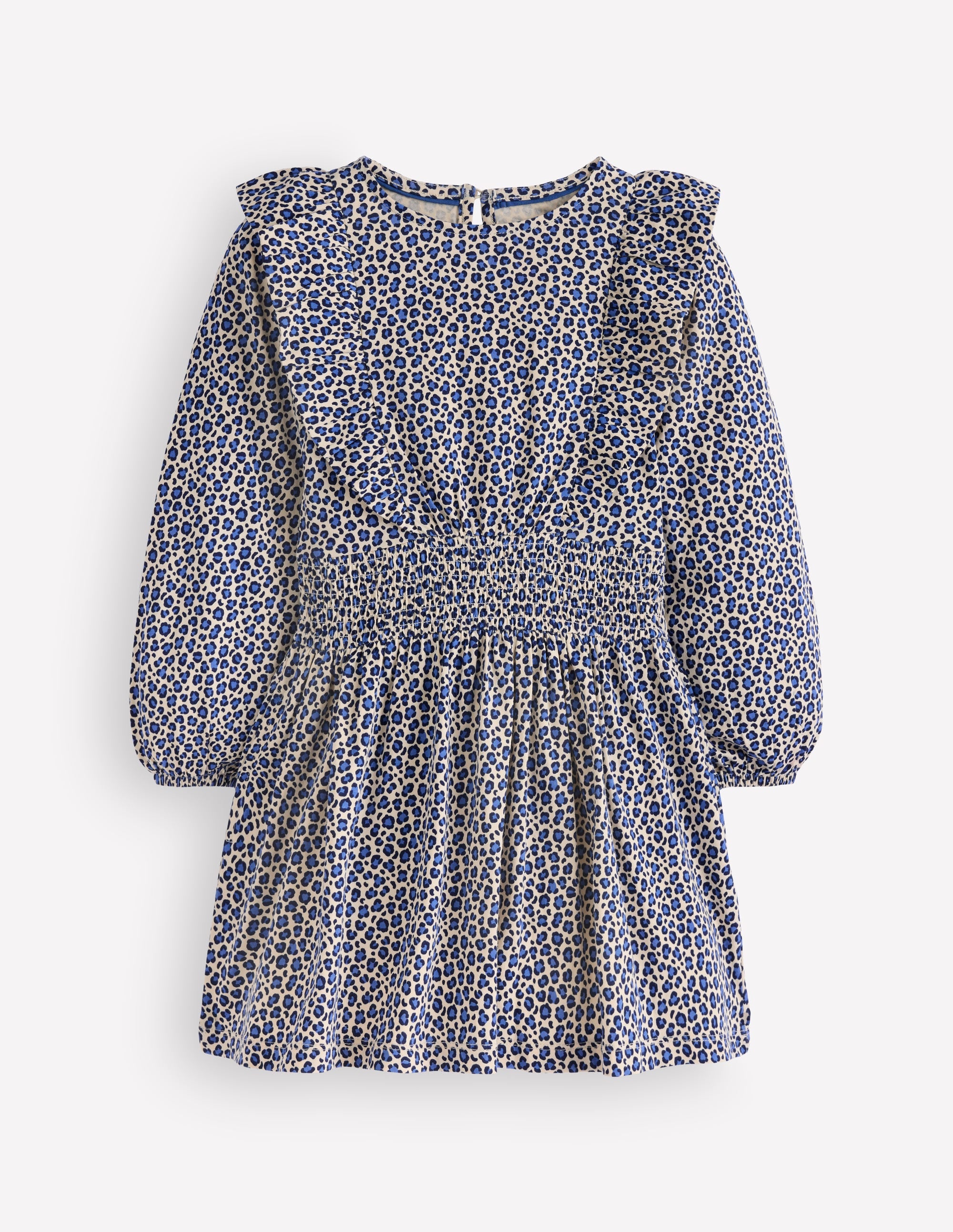 Suki Gerafftes Jerseykleid-Blau Leopard - Image 2
