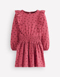 Suki Gerafftes Jerseykleid-Rosa Knospen Blumenmuster