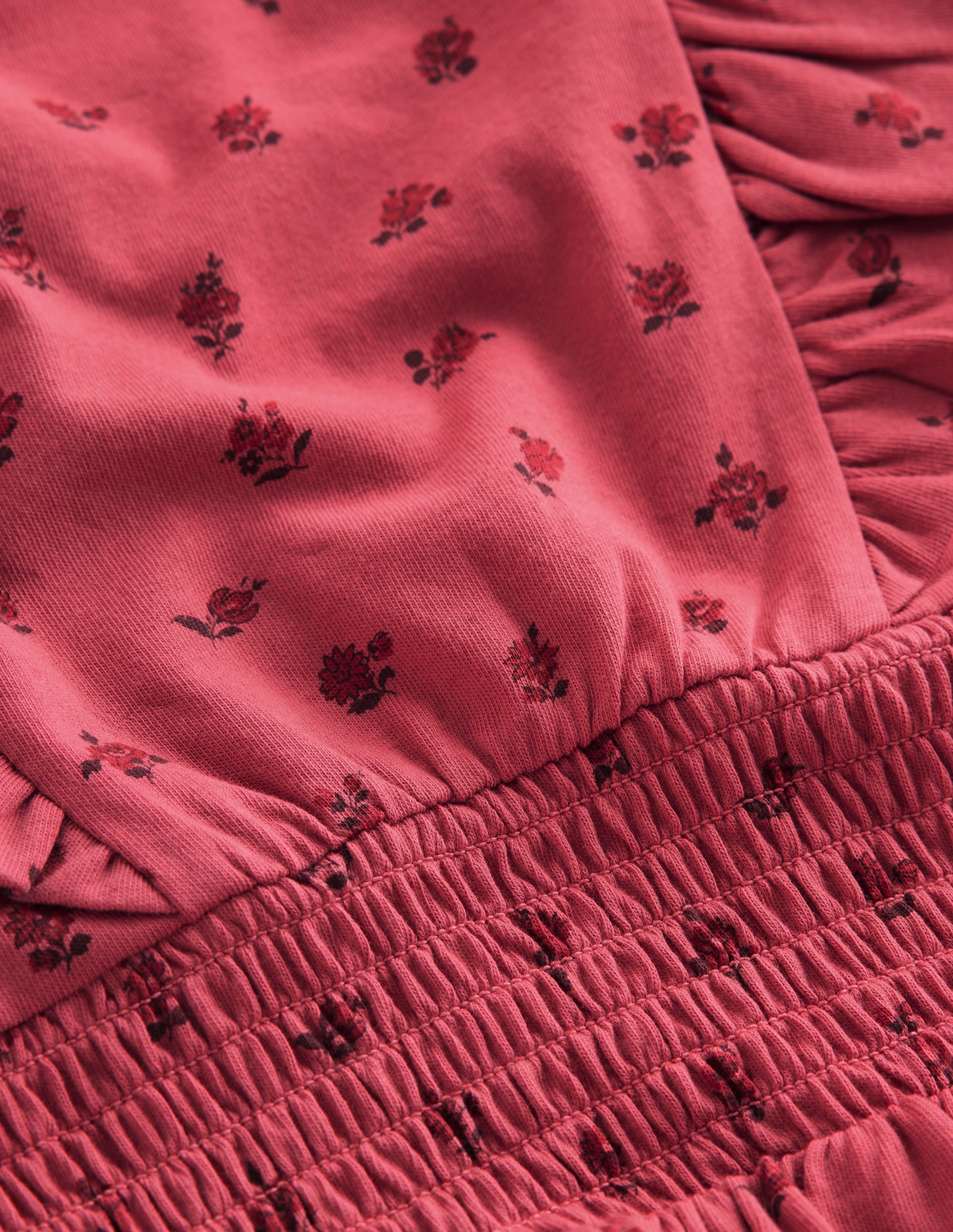 Suki Gerafftes Jerseykleid-Rosa Knospen Blumenmuster - Image 3