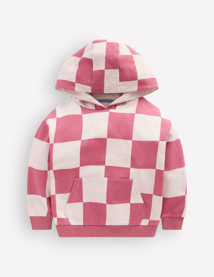 Kapuzenpullover mit lustigem Muster-Rosa Schachbrettmuster
