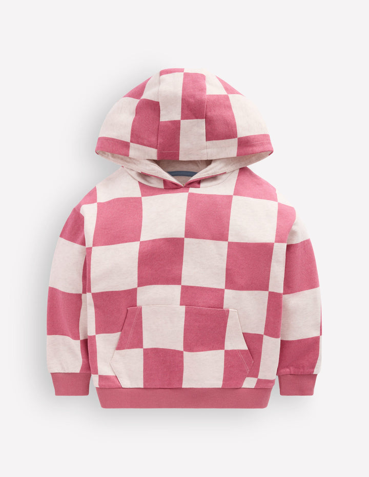 Kapuzenpullover mit lustigem Muster-Rosa Schachbrettmuster