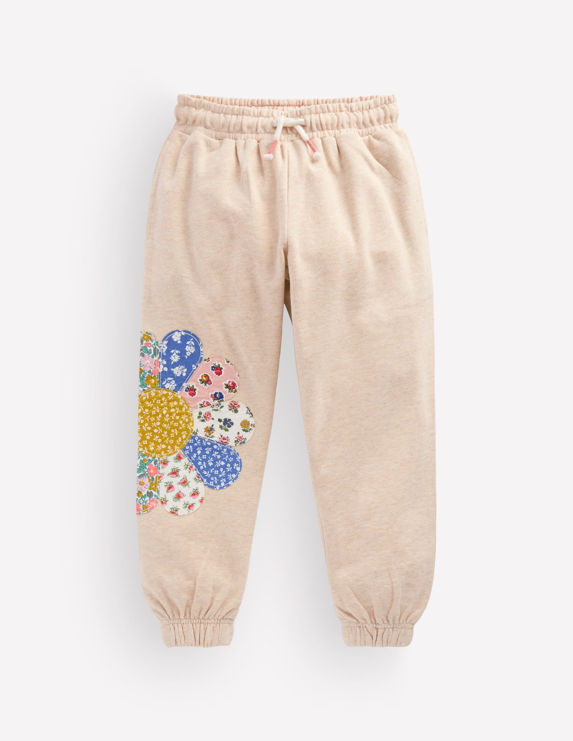 Jogginghose mit Applikation und Bündchen-Haferbeige Patchwork-Blume - Image 2