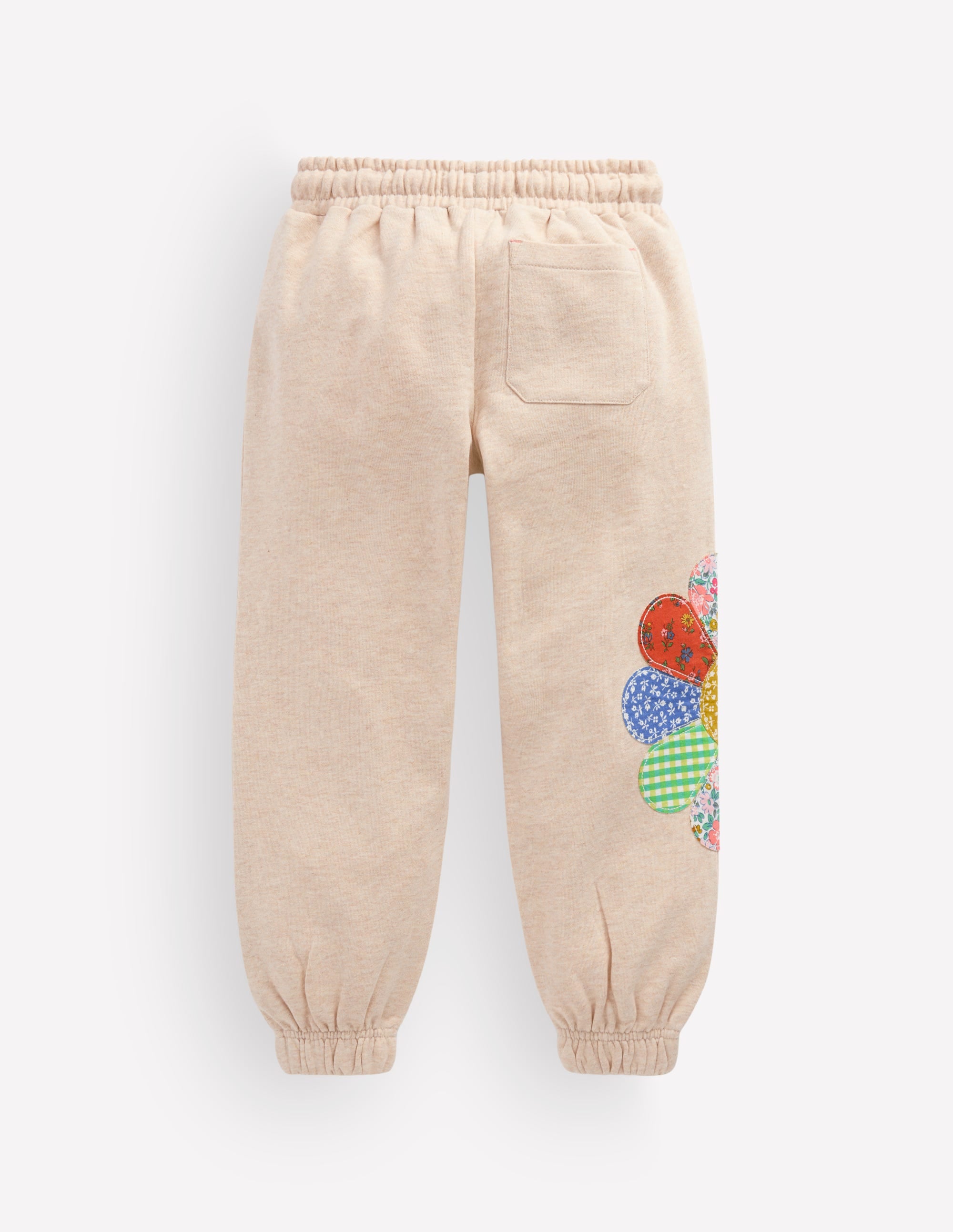 Jogginghose mit Applikation und Bündchen-Haferbeige Patchwork-Blume - Image 3