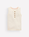 Geripptes Henley-Top-Sanftes Naturweiß