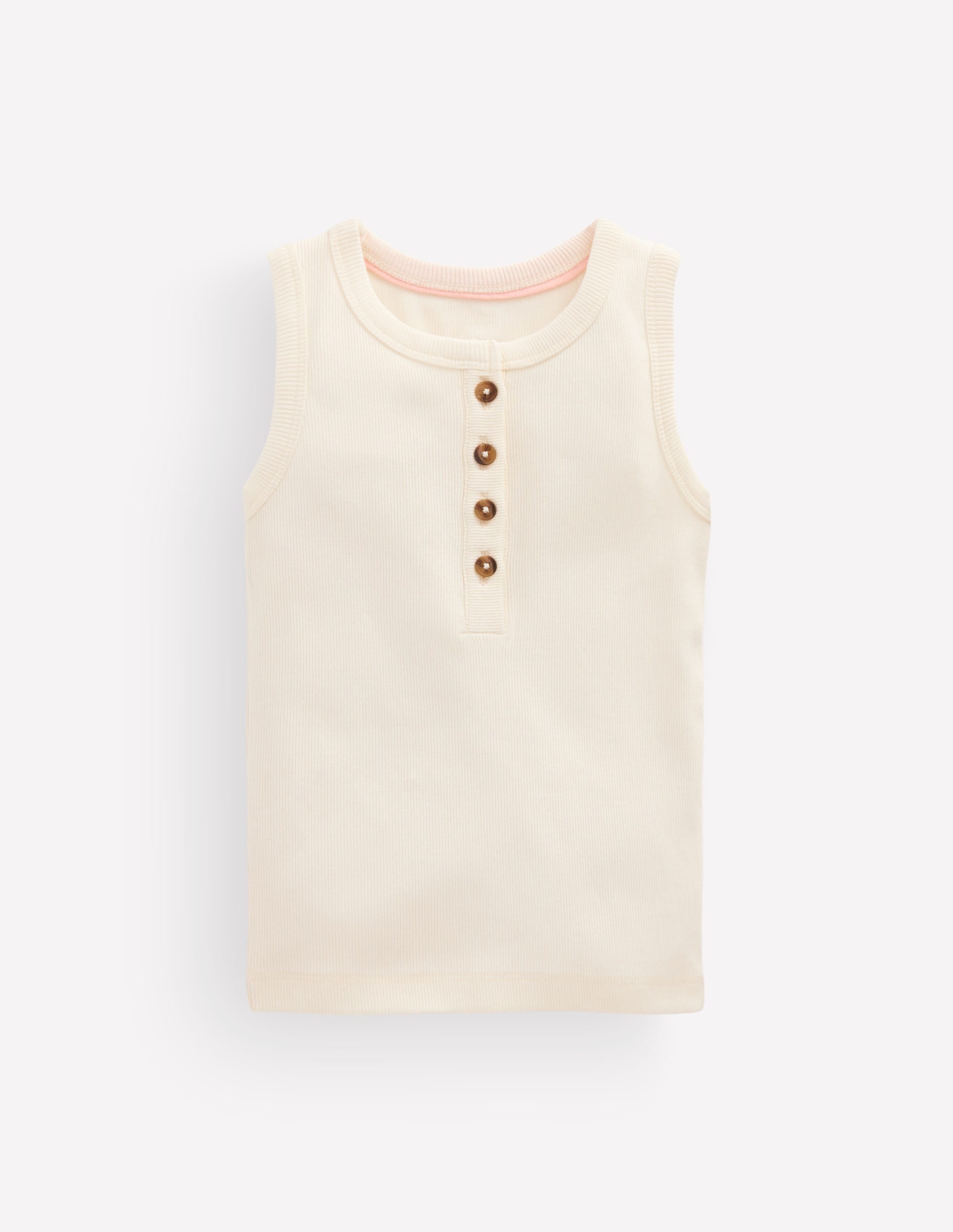 Geripptes Henley-Top-Sanftes Naturweiß - Image 1