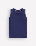 Geripptes Henley-Top-Schuluniform-Marineblau