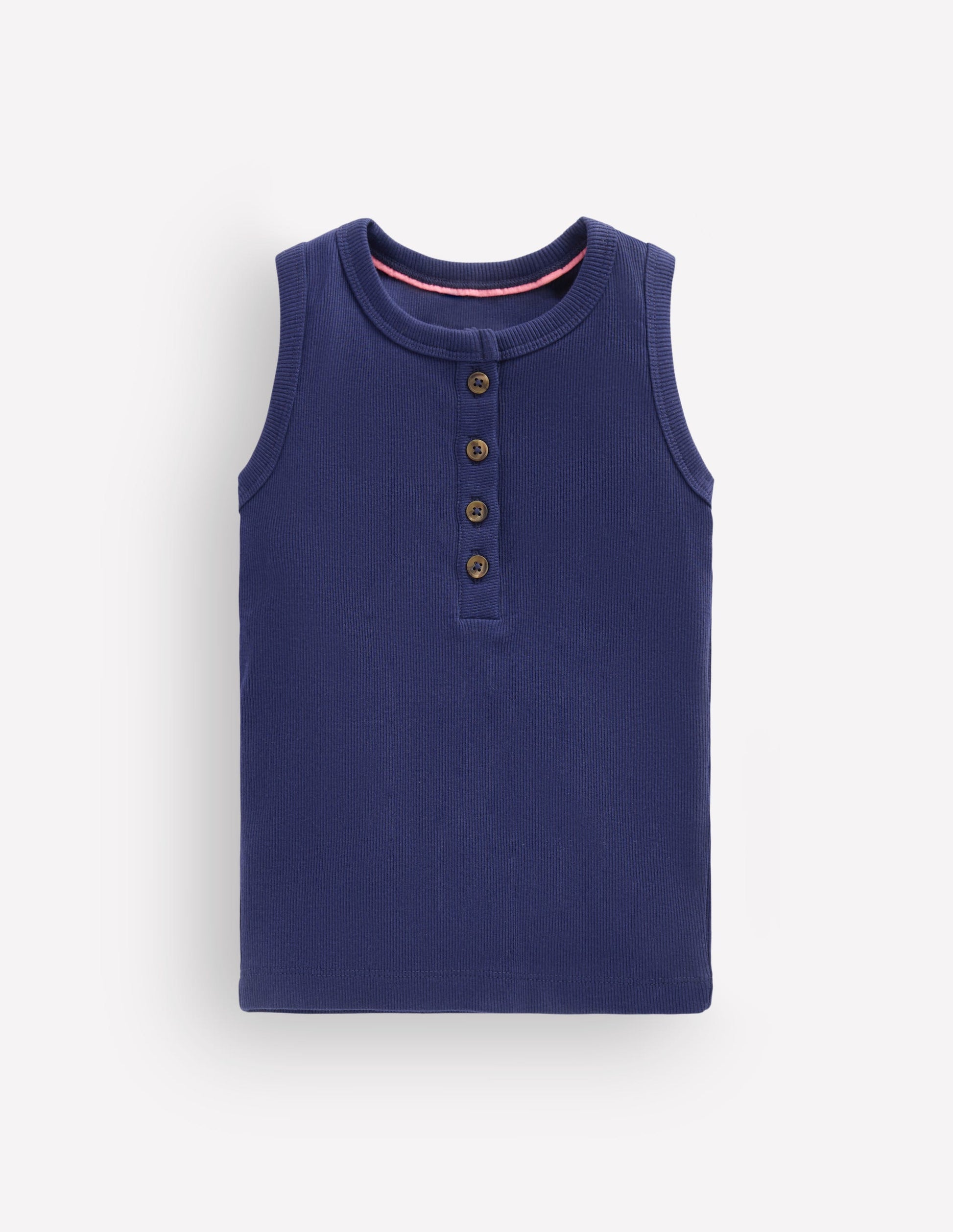 Geripptes Henley-Top-Schuluniform-Marineblau-1