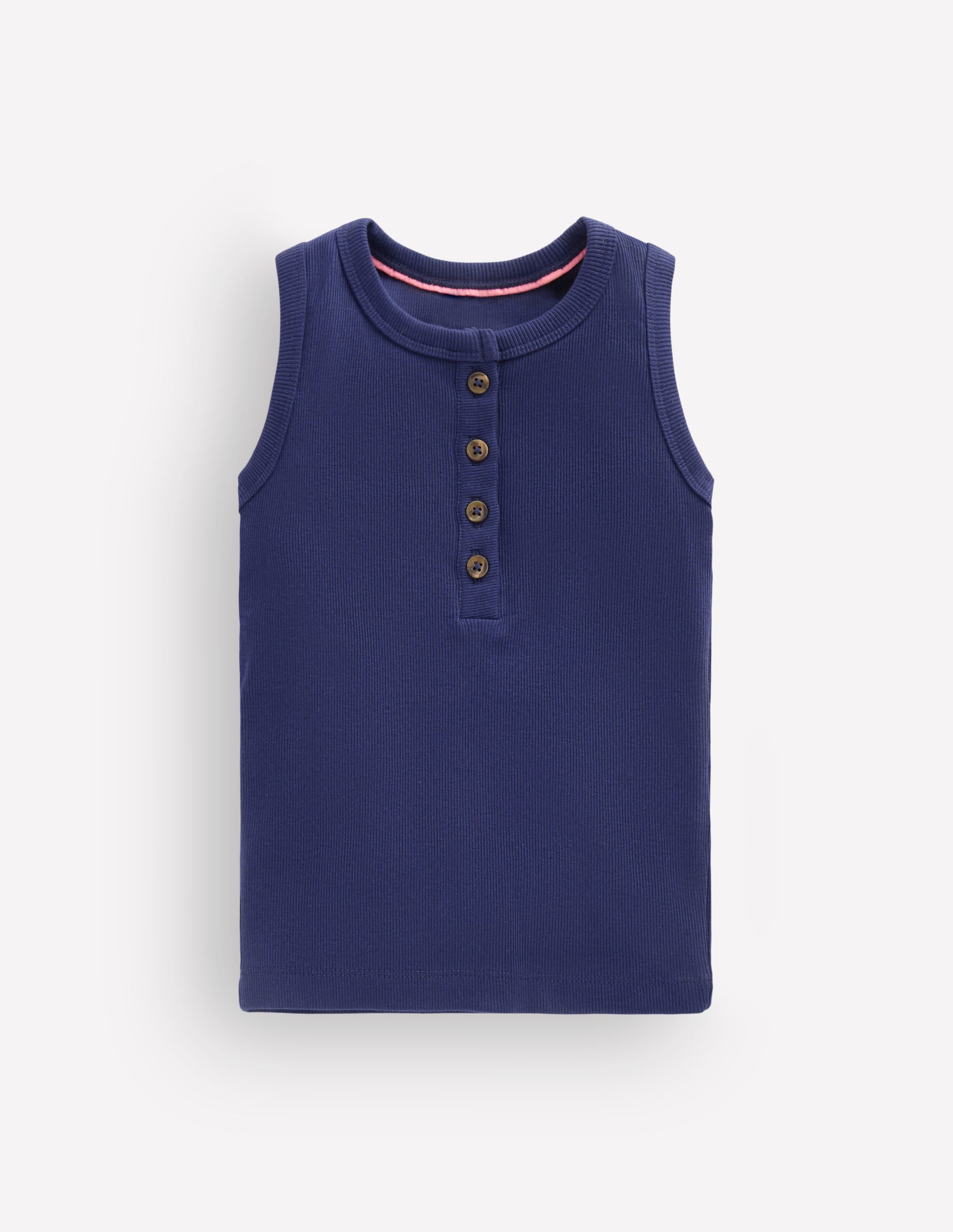 Geripptes Henley-Top-Schuluniform-Marineblau - Image 1