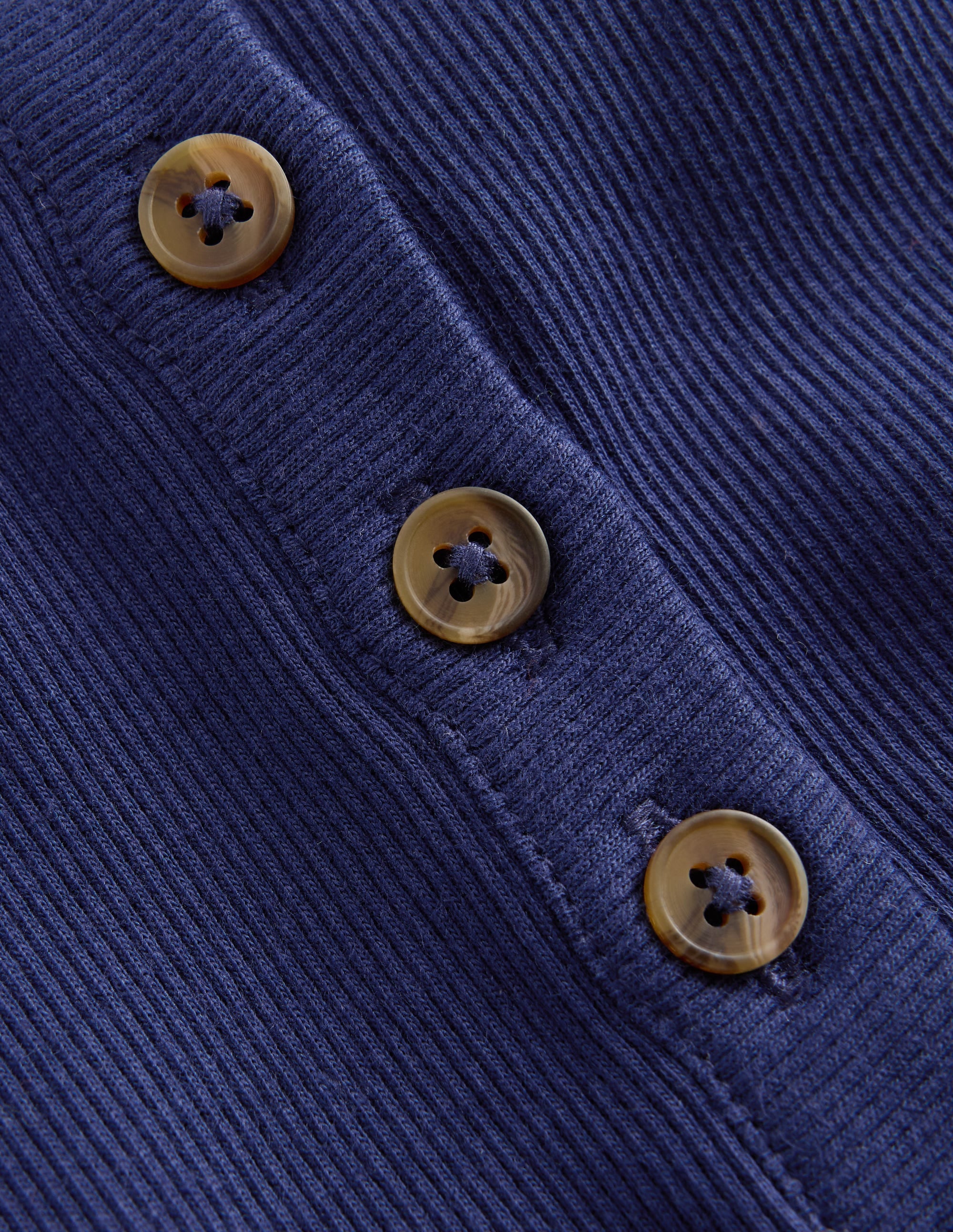 Geripptes Henley-Top-Schuluniform-Marineblau - Image 3