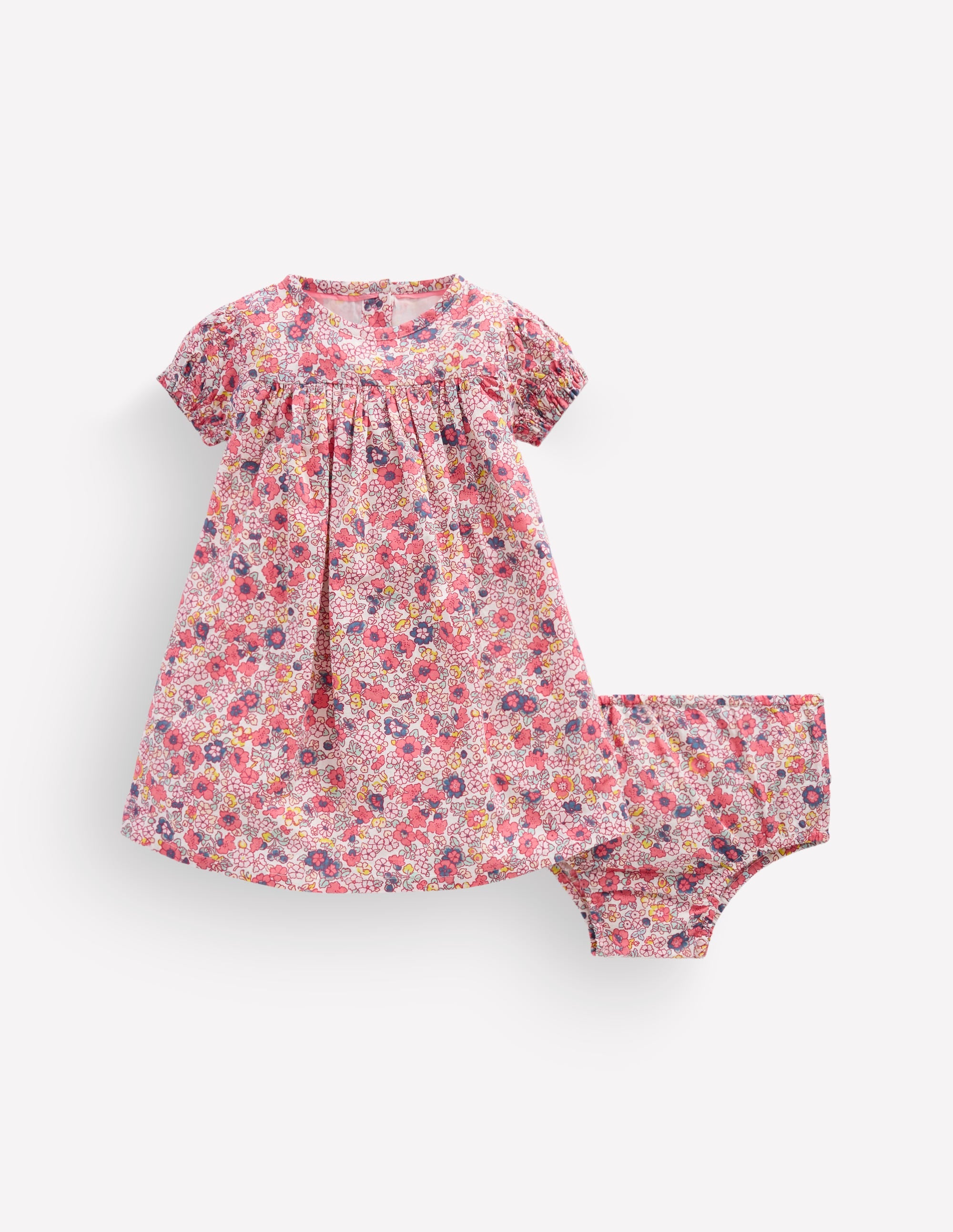 Robe tissée froncée-Motif petites fleurs multi - Image 1