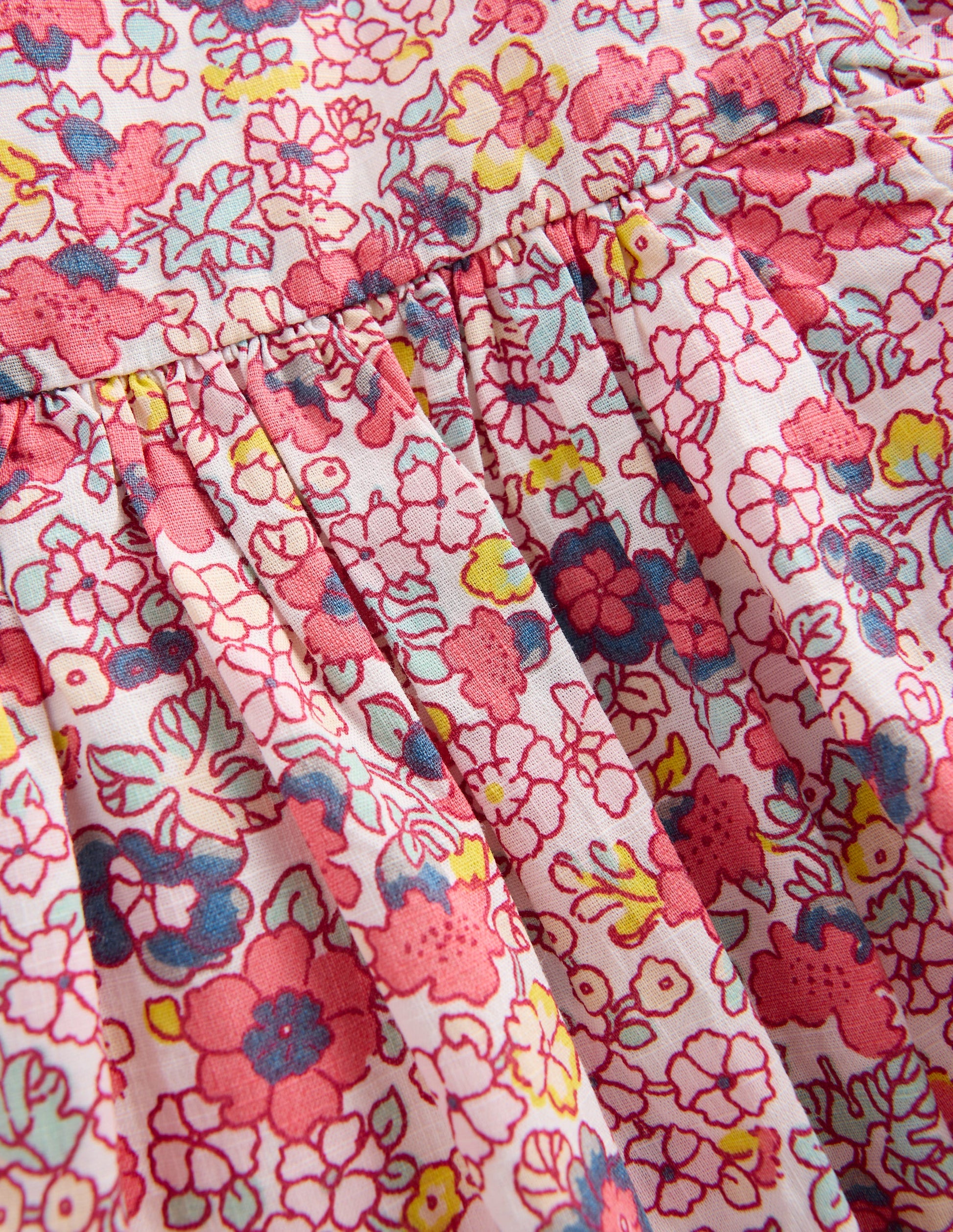 Robe tissée froncée-Motif petites fleurs multi-3